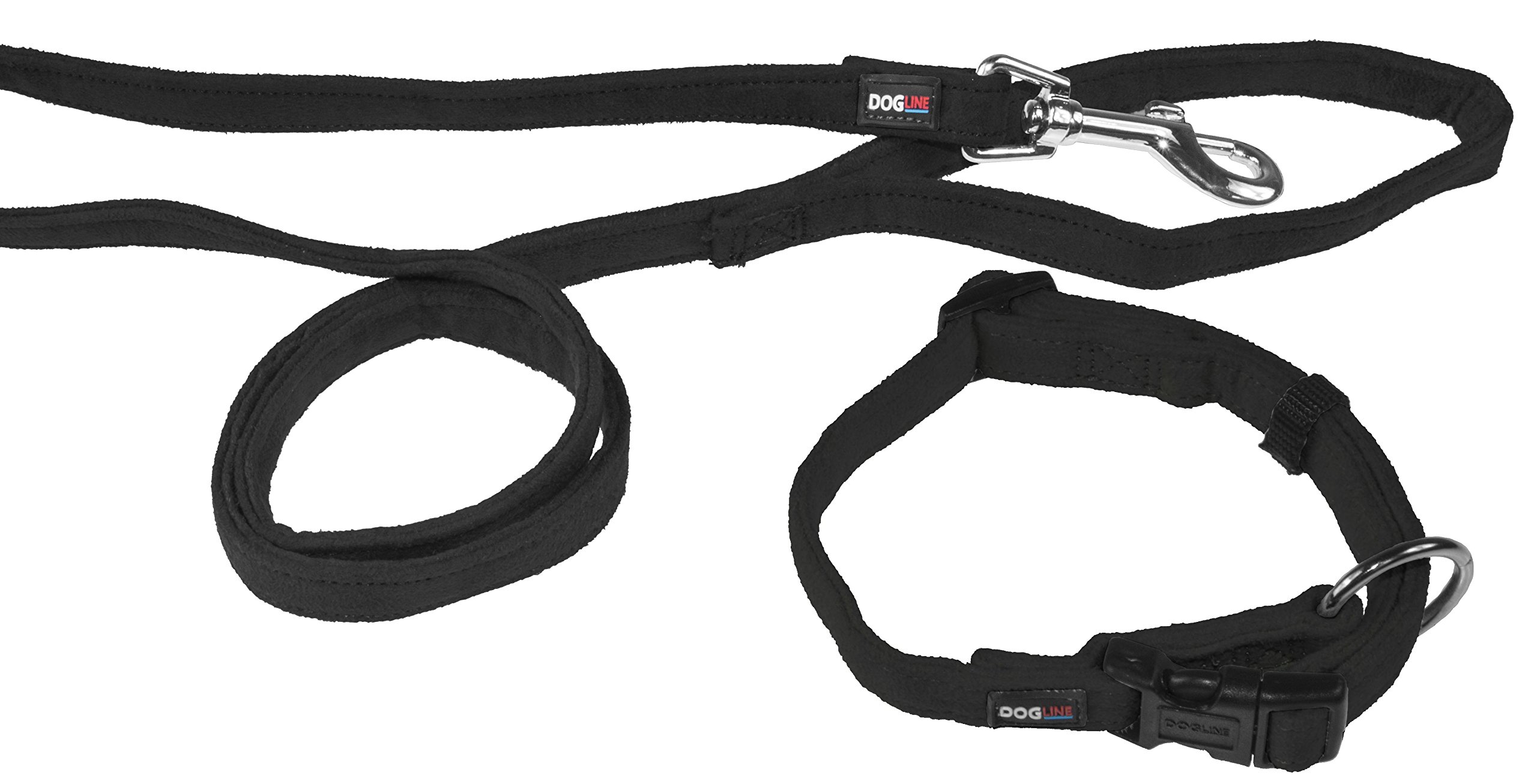 **Dogline Soft Padded Microfiber Flat Dog Collar & Leash Set - Adjustable (3/4