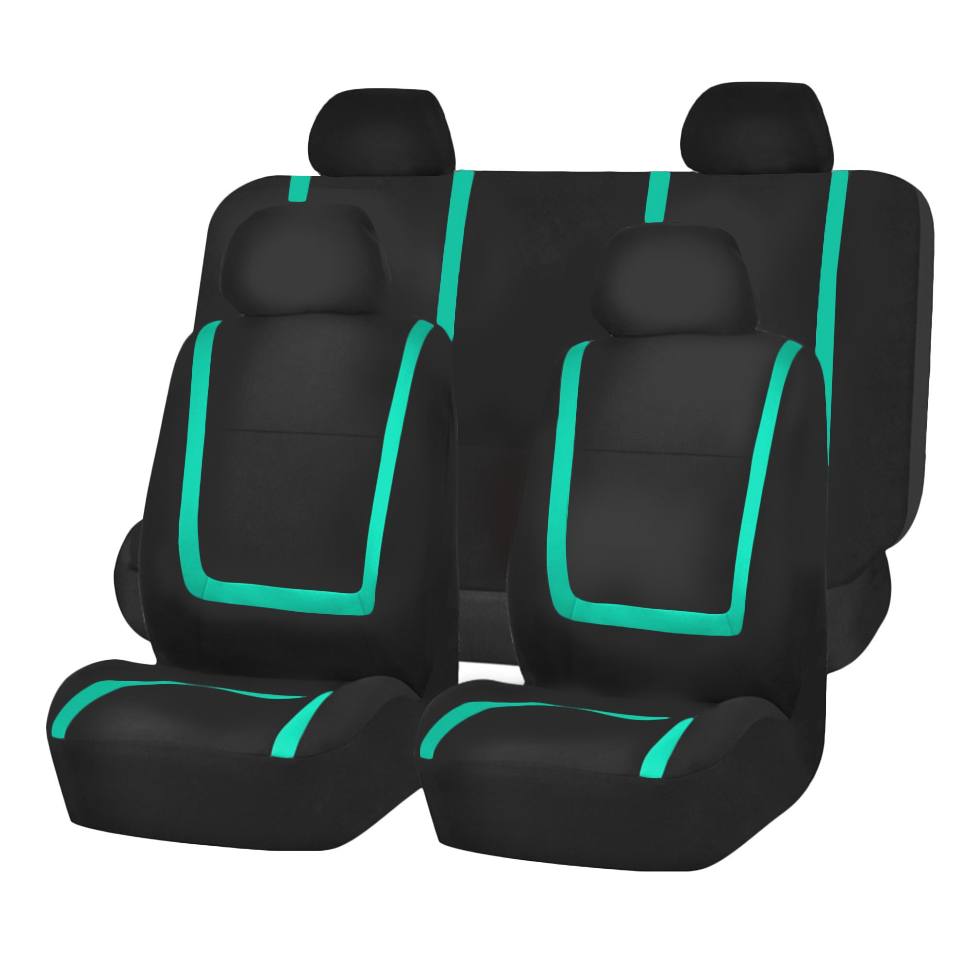 TLH Automotive Car Seat Covers Full Set - Universal Fit for Cars, Trucks & SUVs | Breathable Flat Cloth Design in Mint Color | Includes Steering Wheel Cover & Seat Belt Pads | Perfect for Daily Commute, Road Trips & Vehicle Protection