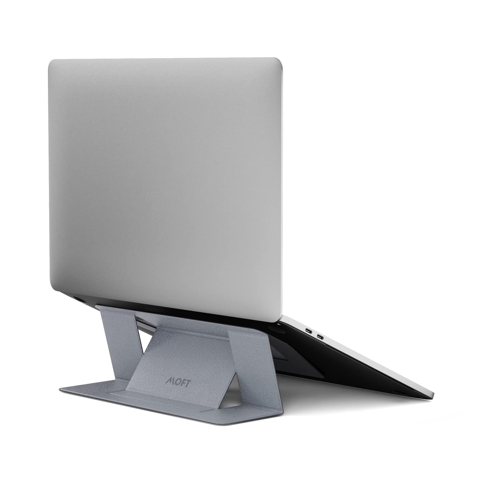 MOFT Adhesive Laptop Stand for Desk - Foldable & Portable Computer Stand with 2 Adjustable Angles for MacBook Air/Pro 11-16 Inch (Silver) | Perfect for Home Office, Coffee Shops & Travel Workspaces