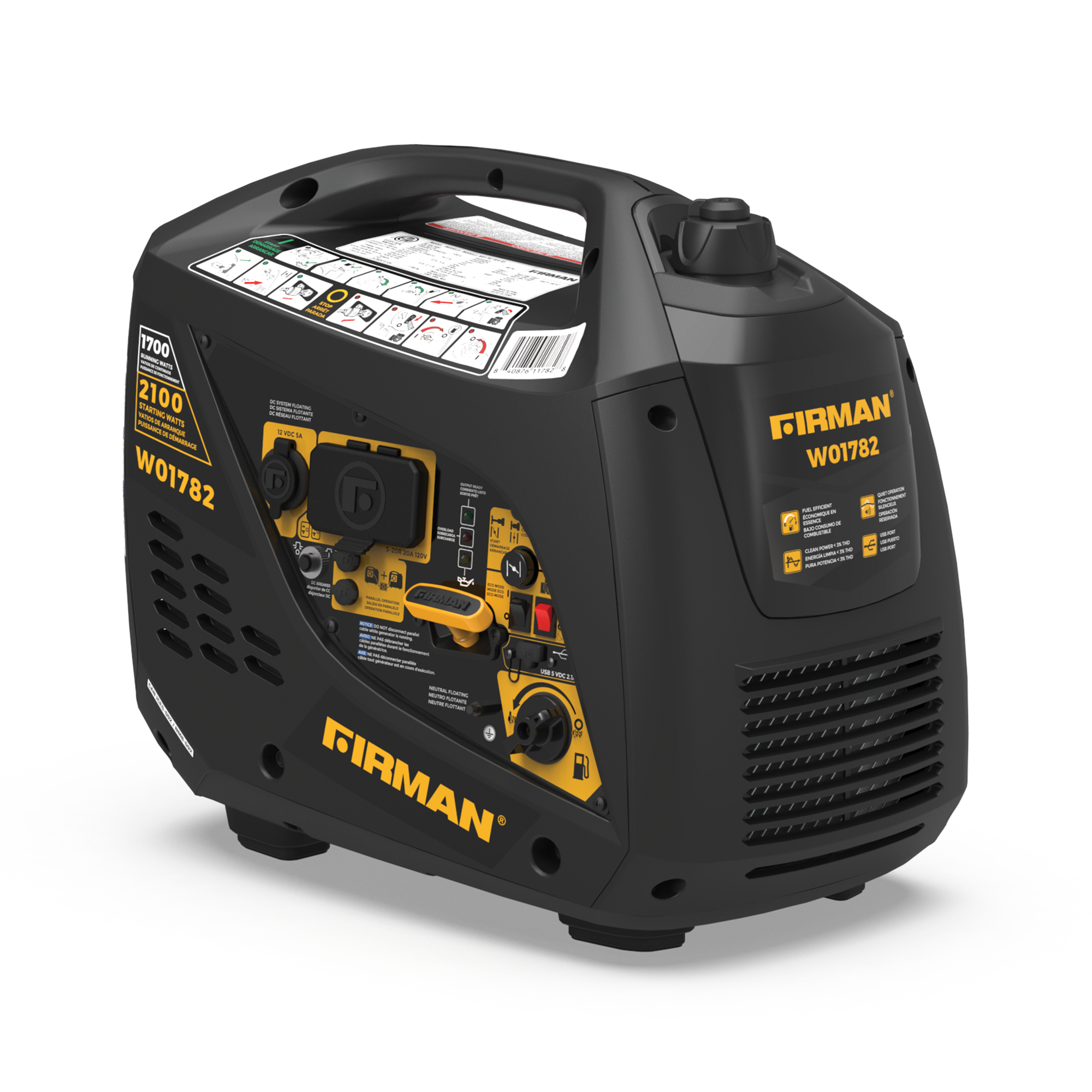 2100W Portable Inverter Generator with Recoil Start - Quiet, Lightweight Power for Camping, RV Trips & Emergency Backup