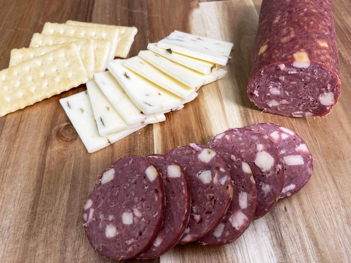 Bison Summer Sausage - BBQ Pepper Cheese Flavor - 4 Pack (8 oz Each) | Perfect for Camping, Picnics & Outdoor Adventures