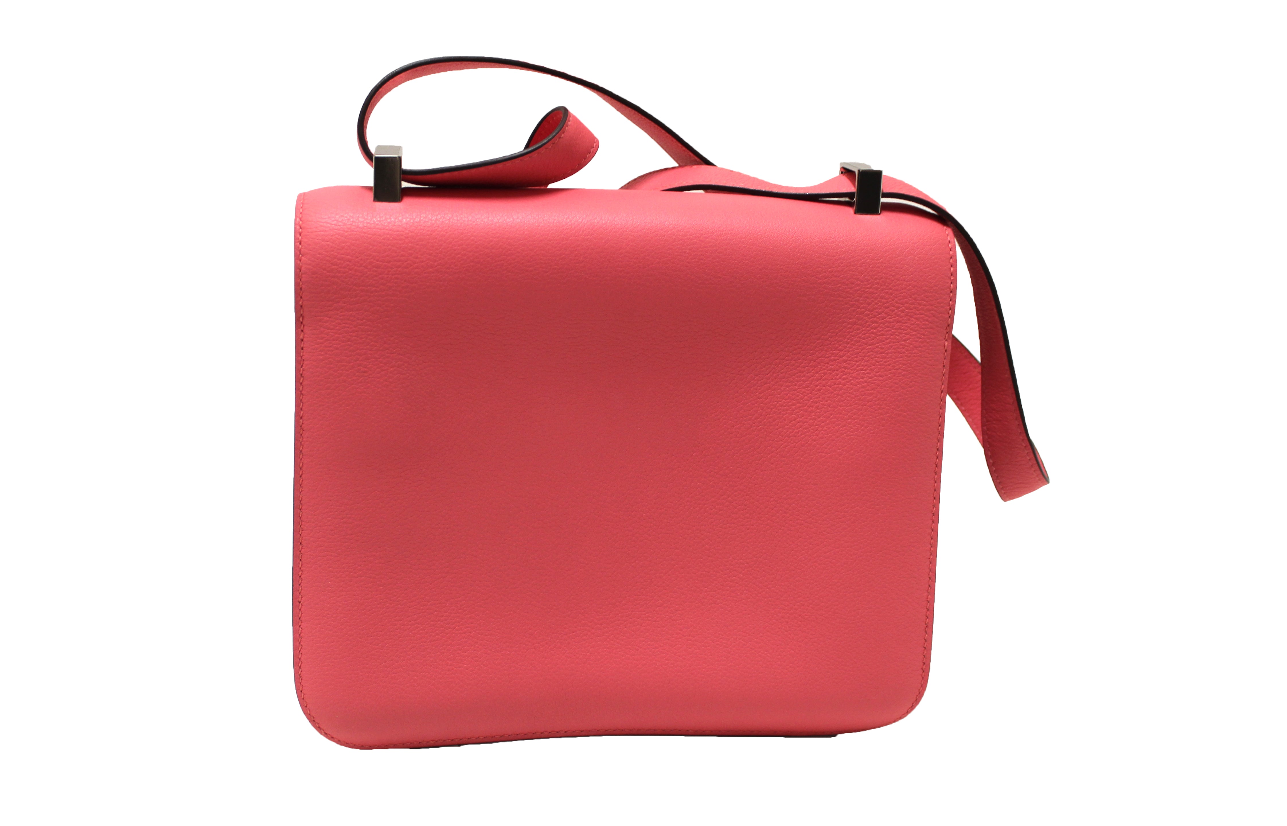 Authentic Hermes Pink Rose Azalee Leather Constance 24 Shoulder Bag - Luxury Designer Handbag for Women, Perfect for Parties, Weddings & Special Occasions