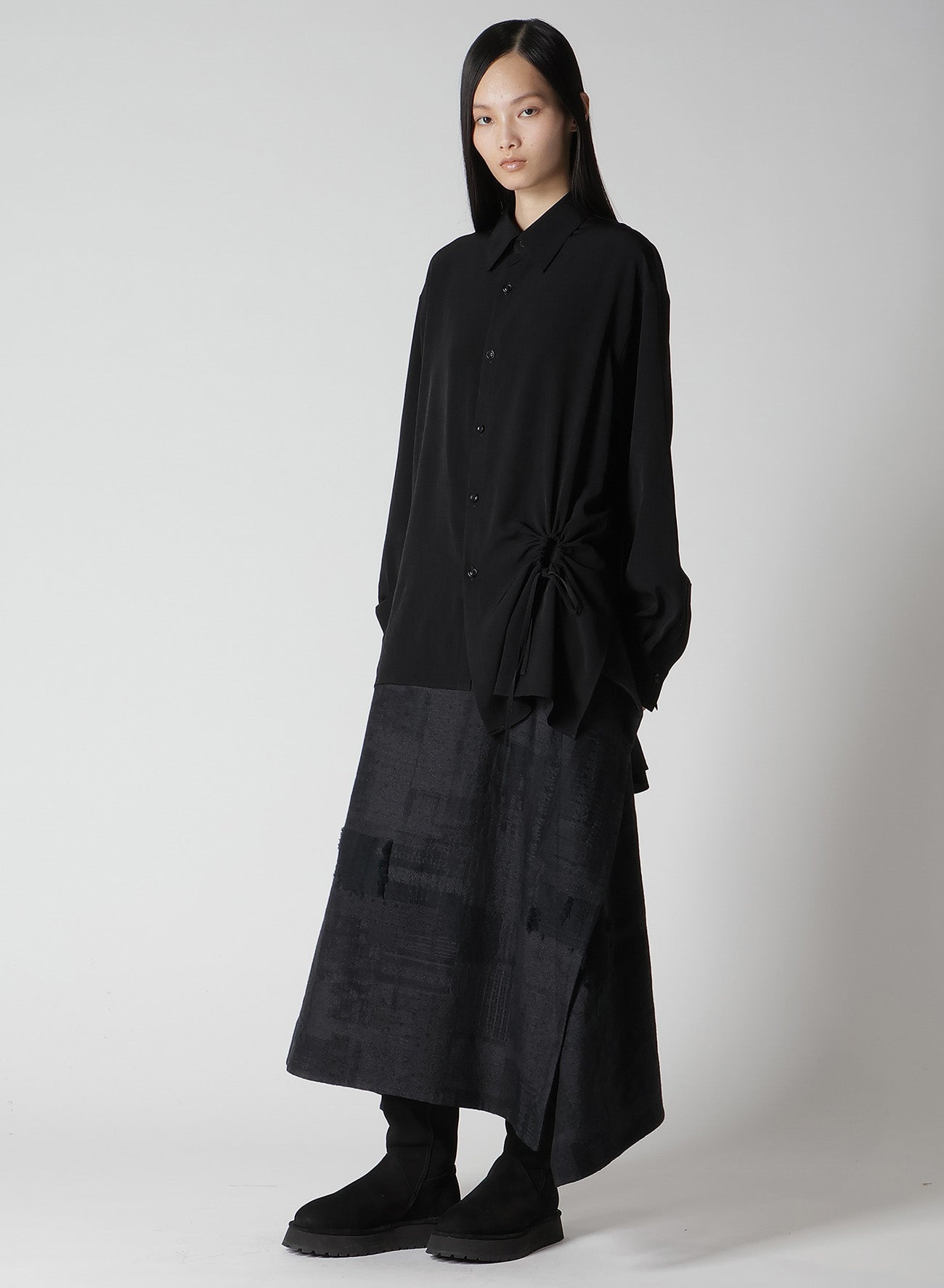 Elegant Crepe de Chine Circle Gathered Blouse for Women | Flowy Casual & Office Wear | Perfect for Work, Dates & Special Occasions