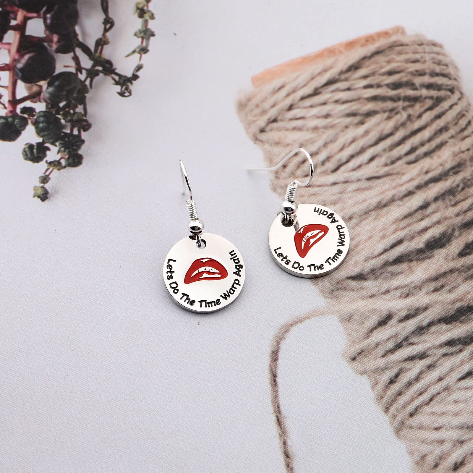 UJIMS The Rocky Horror Picture Show Inspired Earrings - Time Warp Again Jewelry Gift for Rocky Horror Fans & Musical Film Lovers - Perfect for Cosplay, Halloween Costumes & Movie-Themed Parties