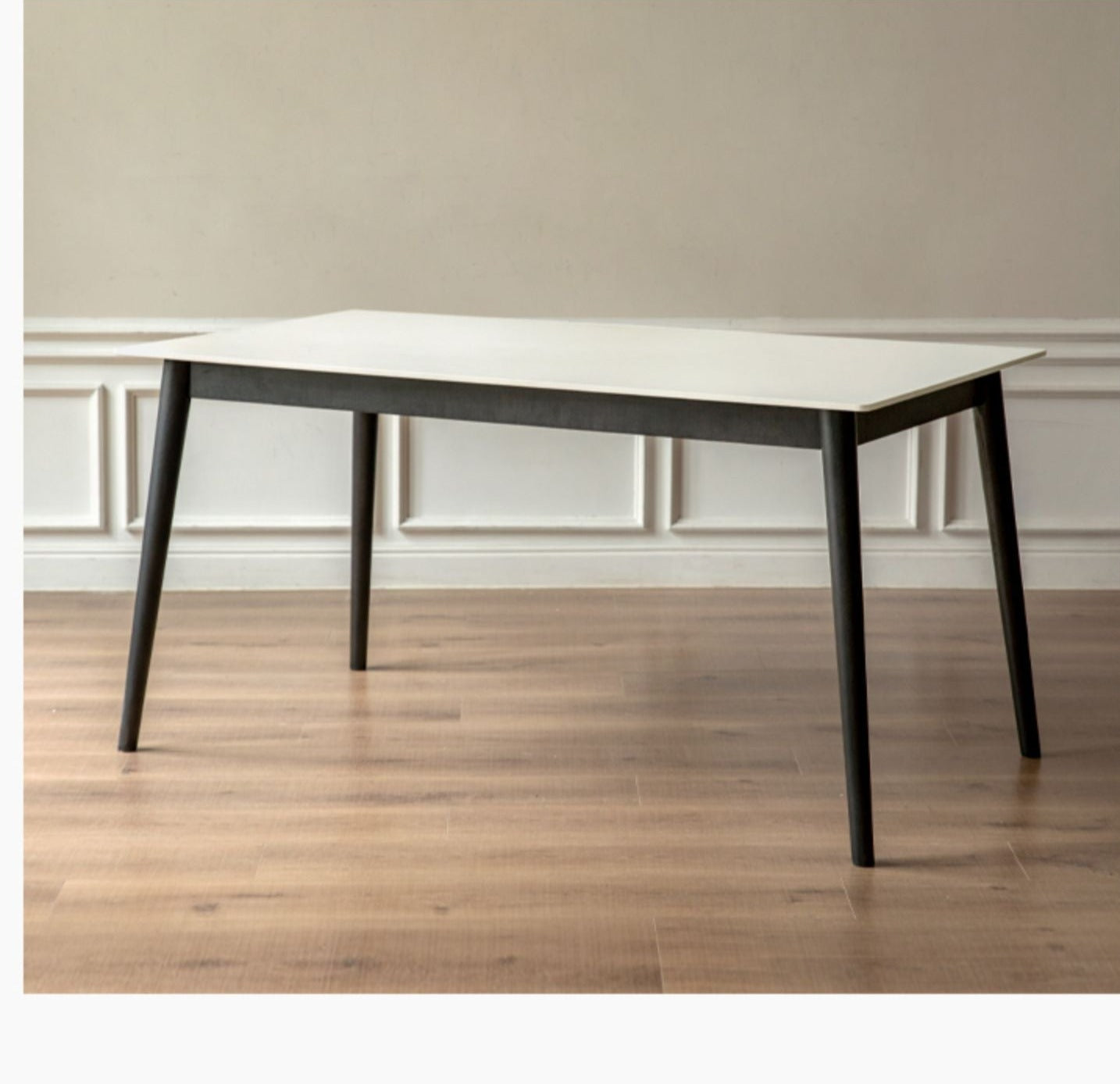Solid Oak Wood Rock Plate Dining Table - Rustic Farmhouse Style for Kitchen, Dining Room & Outdoor Patio