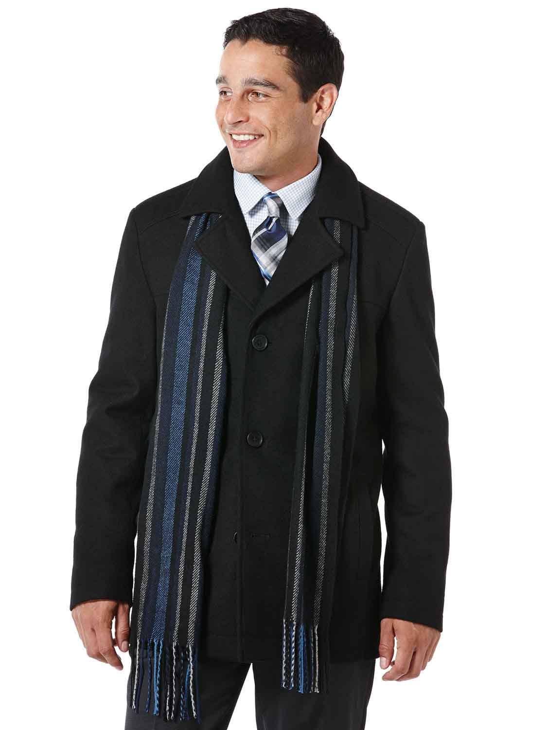 Perry Ellis Men's Big & Tall Winter Coat with Detachable Scarf - Waterproof Warm Jacket for Cold Weather, Outdoor Activities & Formal Occasions