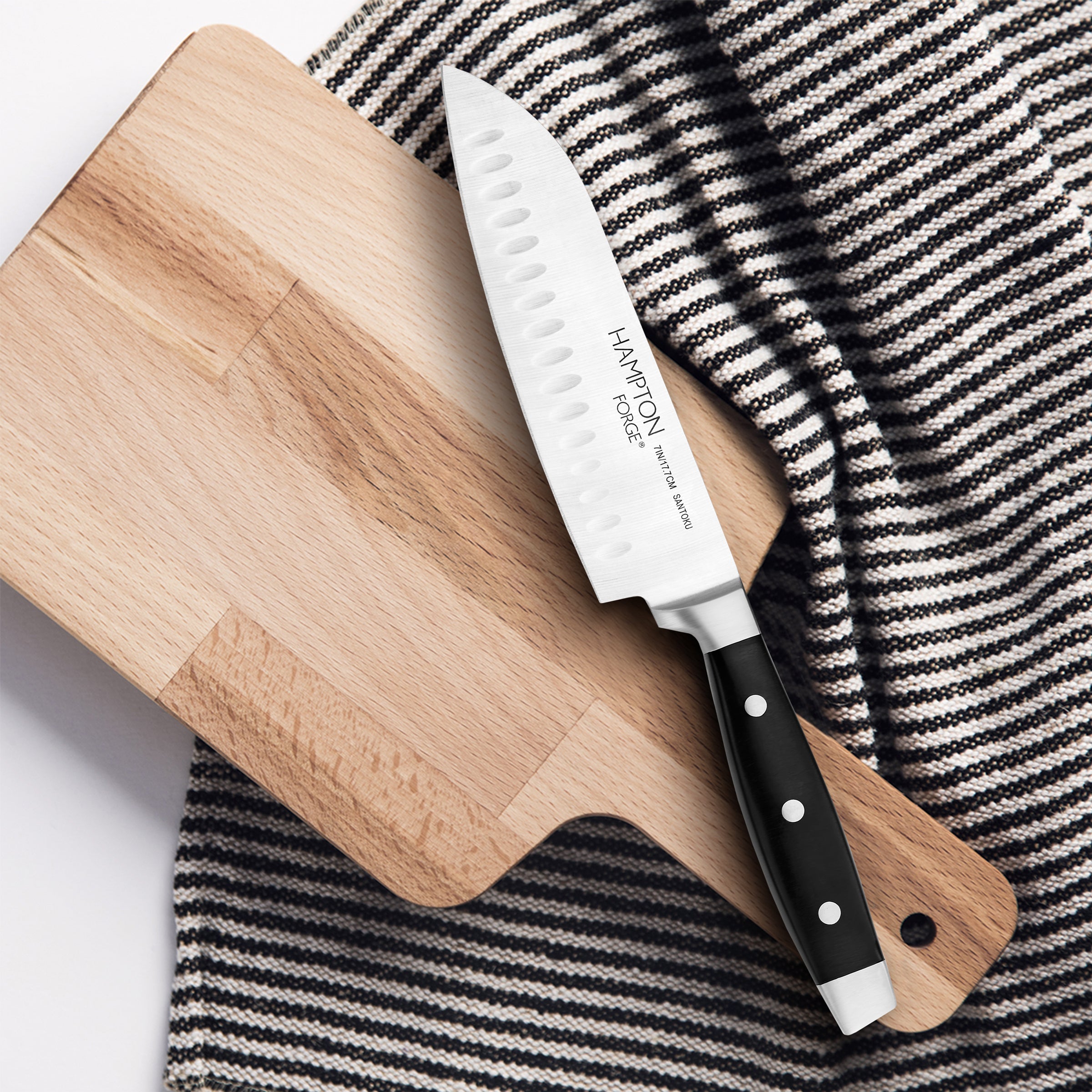 Premium Continental 7-Inch Santoku Knife with Protective Blade Guard - Perfect for Slicing, Dicing & Chopping Vegetables, Fruits & Meat in Professional & Home Kitchens