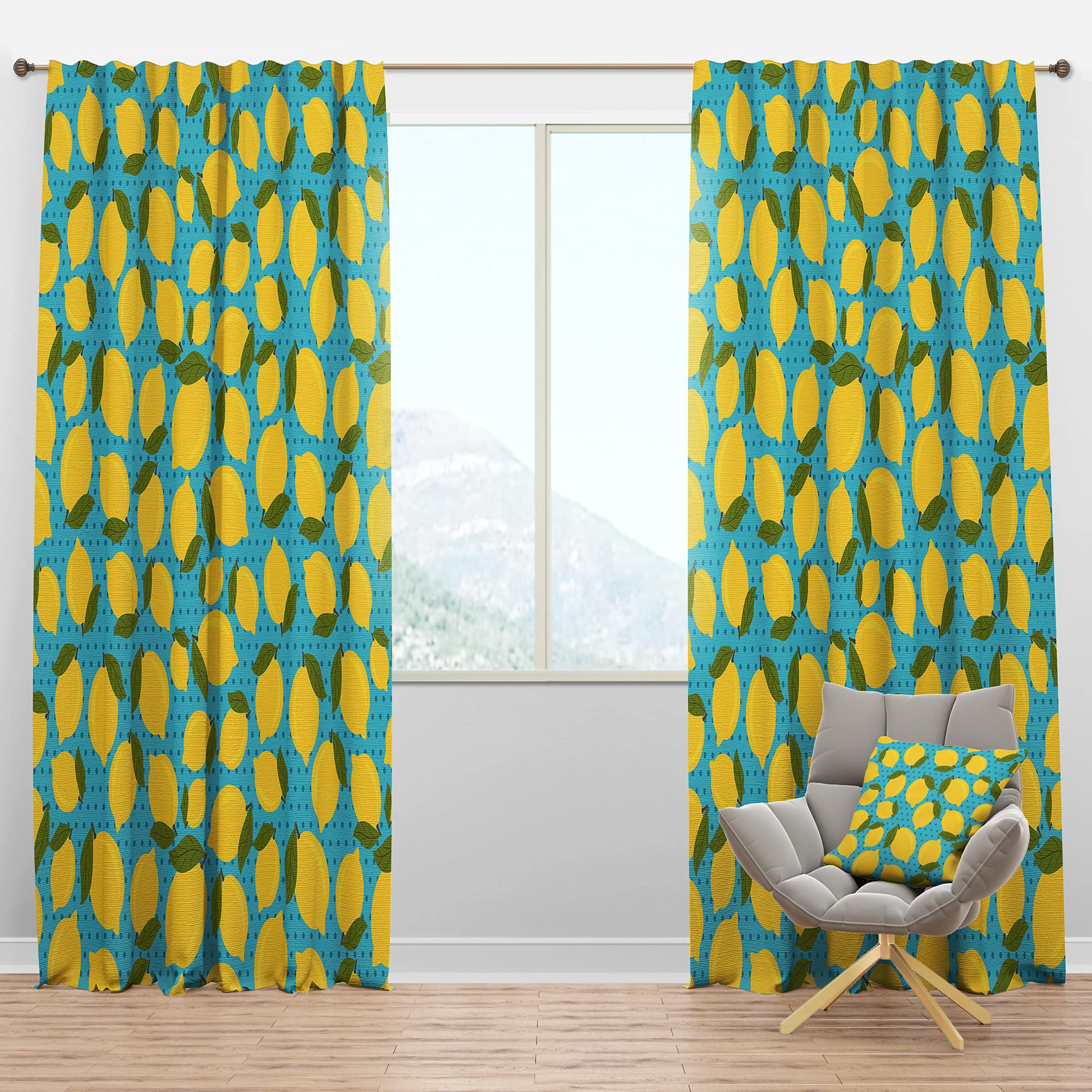 DesignQ Blackout Curtains - Thermal Insulated Lemon Pattern Window Drapes for Bedroom & Living Room (52x120, Single Panel) - Perfect for Light Blocking, Privacy & Energy Saving