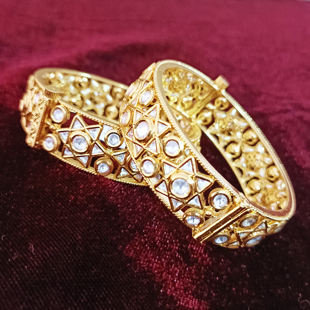 Luxury Gold Plated Royal Kundan Openable Bracelet for Women - Elegant Indian Jewelry for Weddings, Parties & Special Occasions
