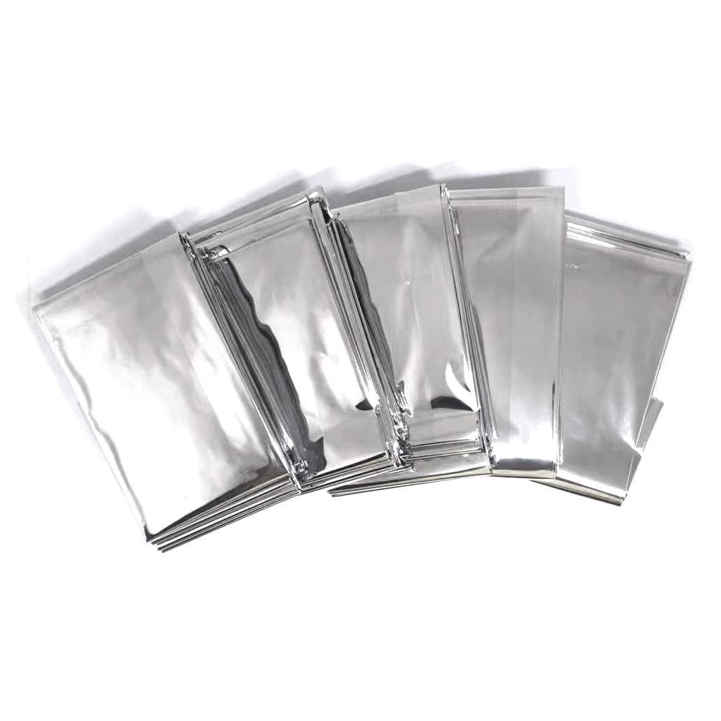5 Pack Emergency Survival Blankets - Thermal Insulated First Aid Blankets for Outdoor Camping, Hiking & Survival Kits - Sun Reflective & Waterproof for Sun Protection & Warmth