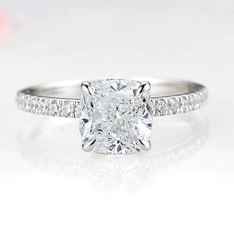 Lab Grown Cushion Cut Diamond Engagement Ring 14K White Gold - IGI Certified for Proposals, Anniversaries & Special Occasions