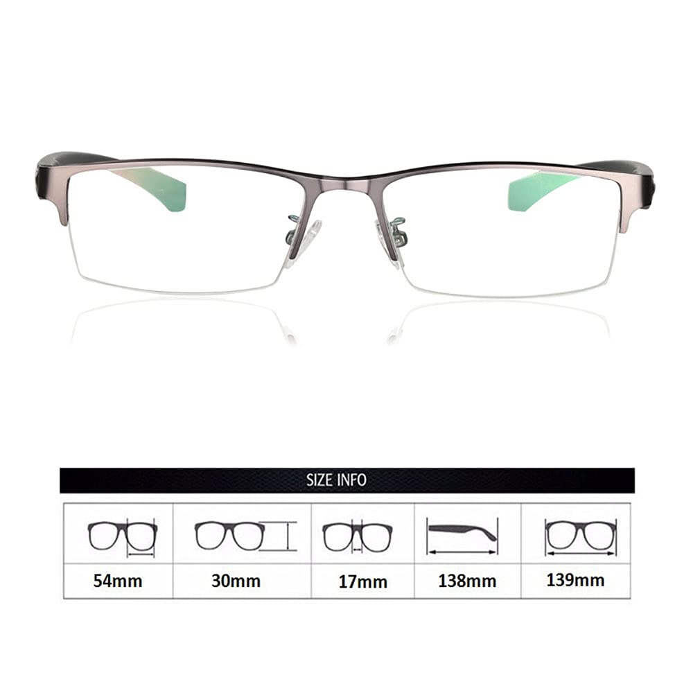 Bendable Soft Leg Reading Glasses - Metal Half-Frame, Anti-Blue Light & Color Changing Aspheric Resin Lens (+1.75 Magnification) - Perfect for Reading, Computer Use & Office Work