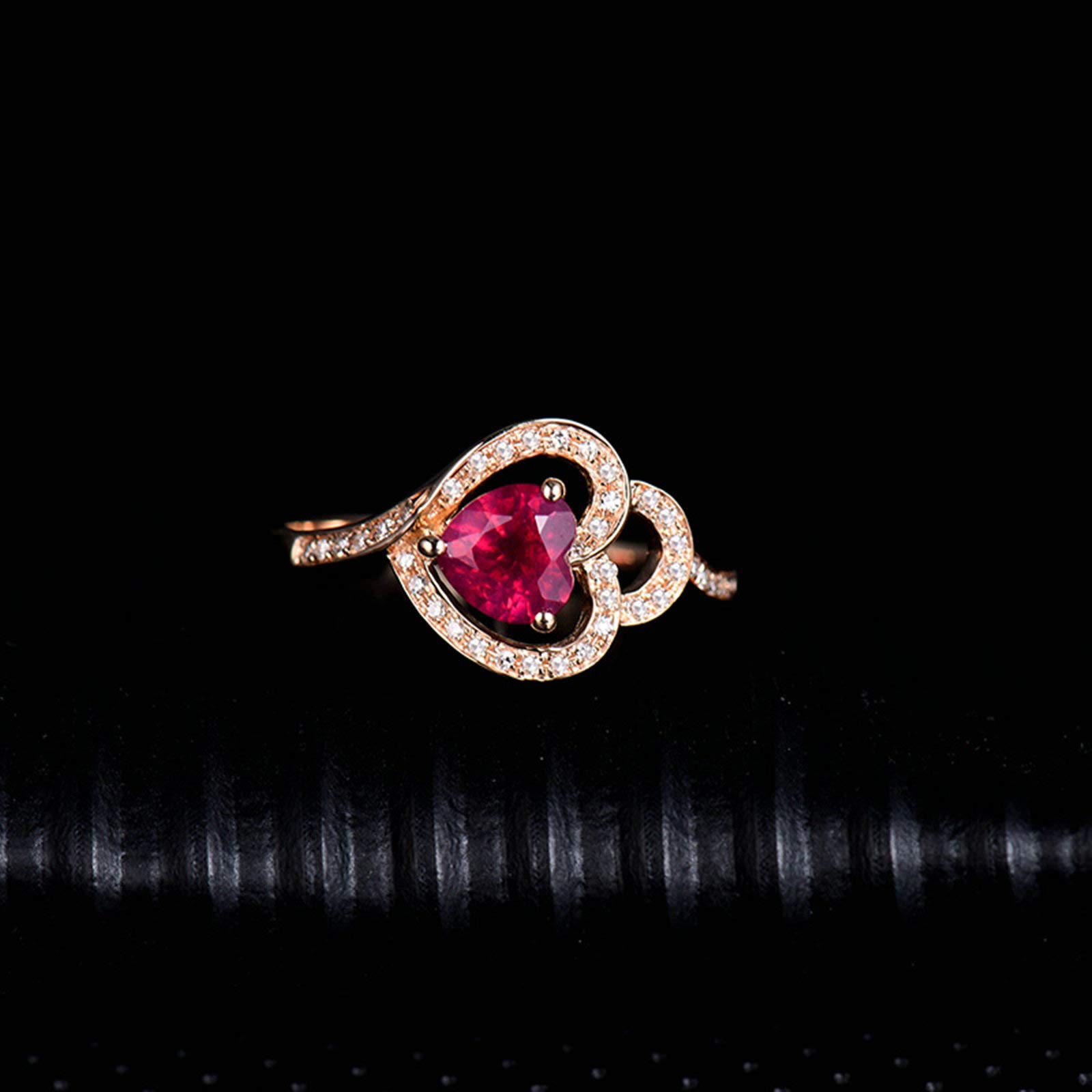 18K Gold Heart Cut Red Ruby & Diamond Ring for Women - 1.02ct Ruby with 0.16ct Diamond - Valentine's Day Gift, Anniversary Gift, Birthday Present - Perfect for Romantic Occasions & Special Celebrations