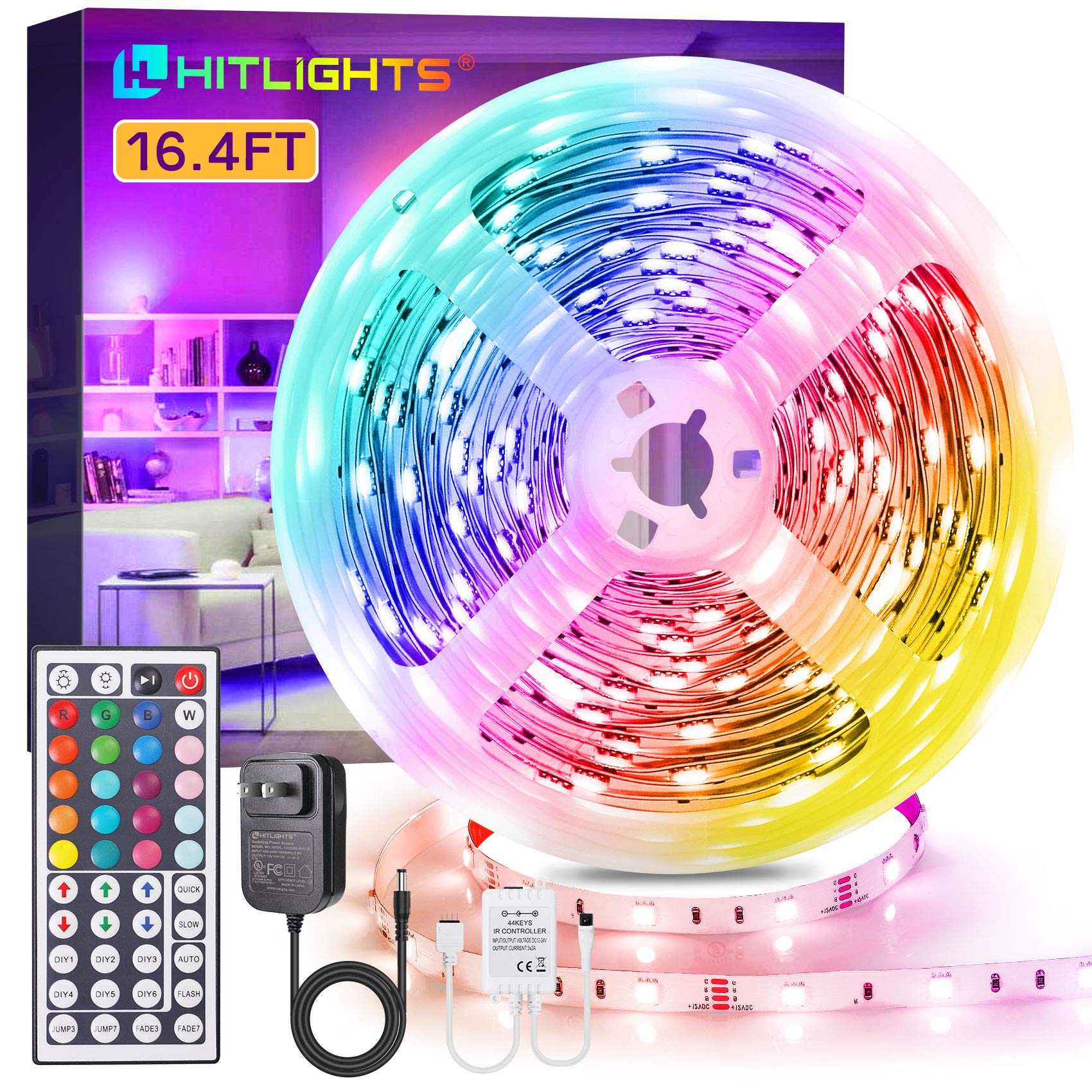 Smart LED Strip Lights with Music Sync & WiFi APP Control - 16 Million RGB Colors, Waterproof, 16.4FT Remote - Perfect for Bedroom, Party, Gaming & Home Decor
