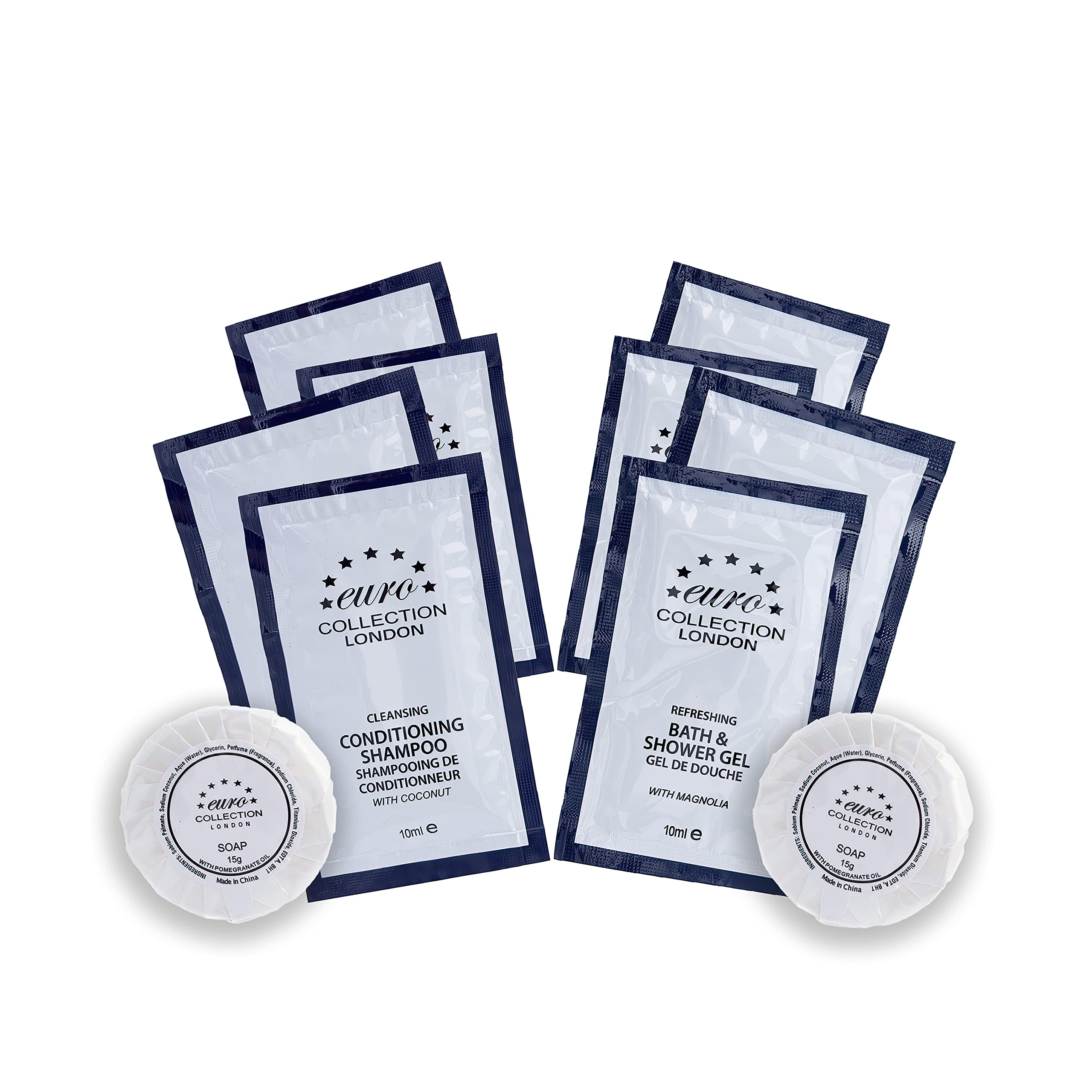 Anti-Dandruff Conditioning Shampoo & Body Wash - Mini Travel Size (10ml Sachets & 15g Bars) for Sensitive Skin - Pack of 300 (100 Each) - Perfect for Hotels, Gyms & On-the-Go Hygiene