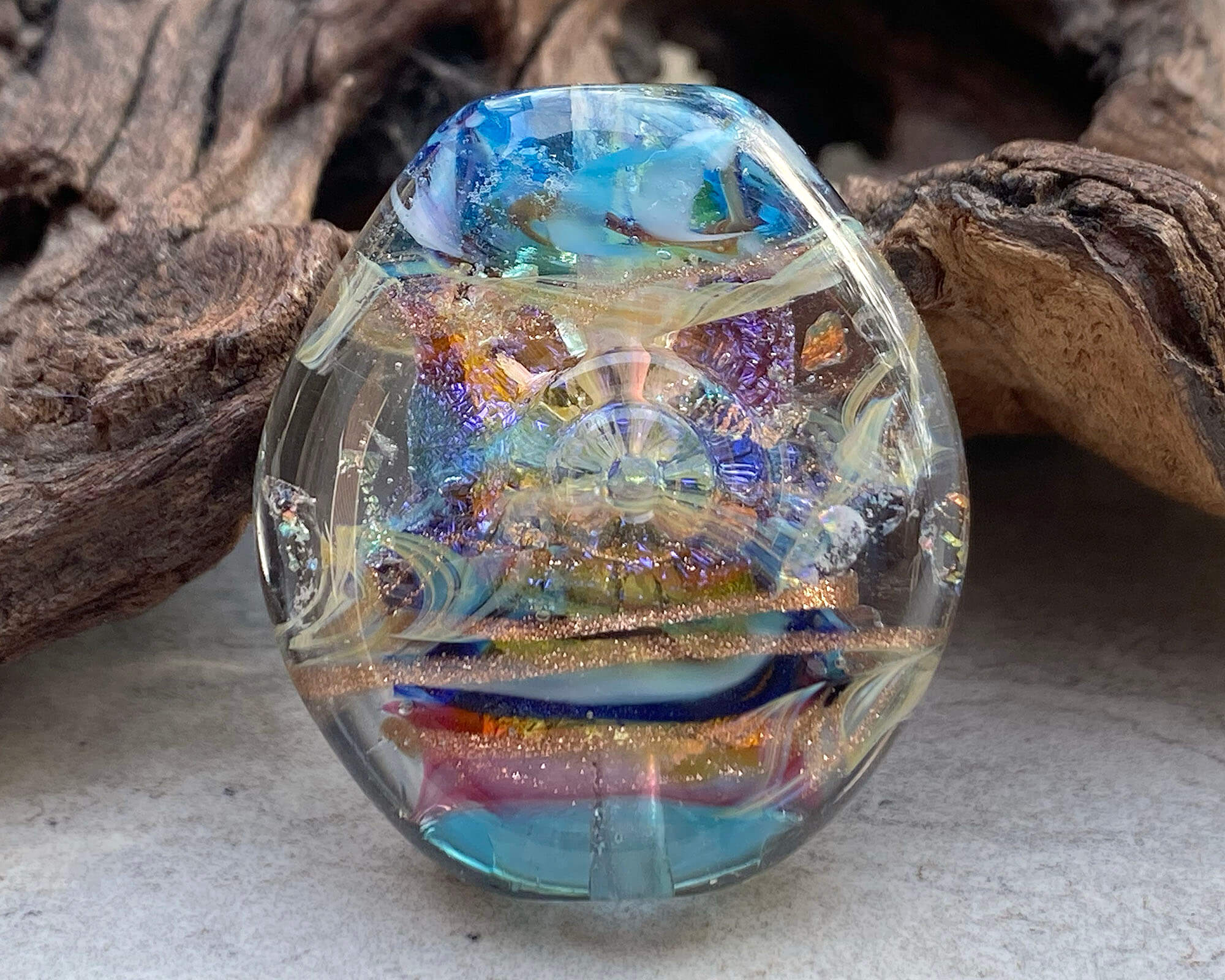 Aqua Blue Handmade Lampwork Glass Focal Bead for Jewelry Making - DIY Craft, Necklace, Bracelet Designs - Perfect for Beaders and Artisans