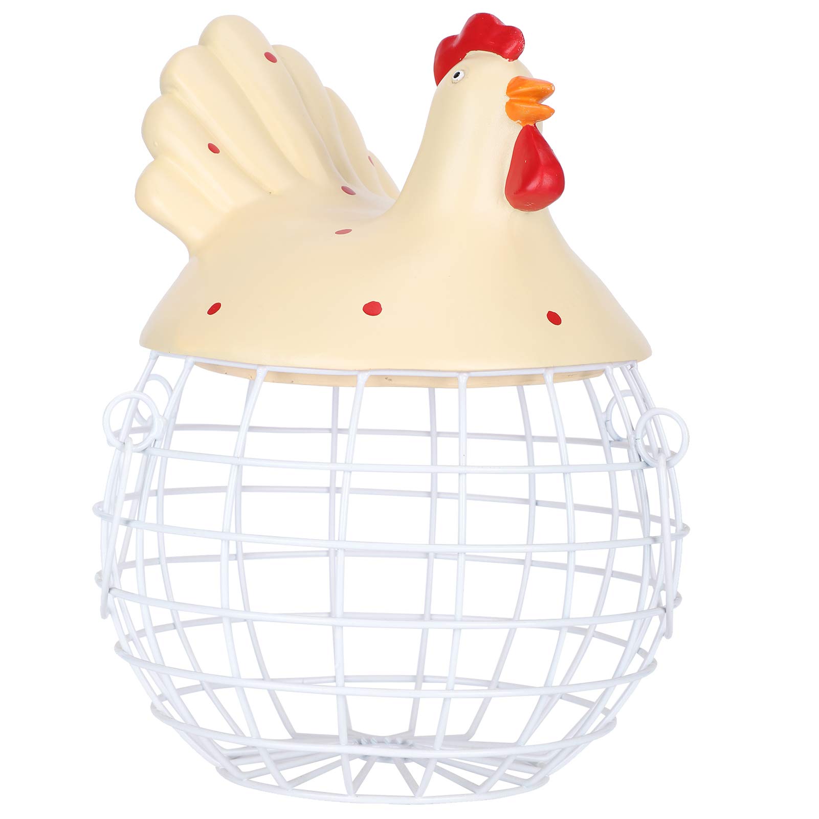 Chicken-Shaped Metal Egg Basket - Yellow Wire Egg Storage Basket for Fresh Eggs | Farmhouse Kitchen Decor & Easter Table Centerpiece