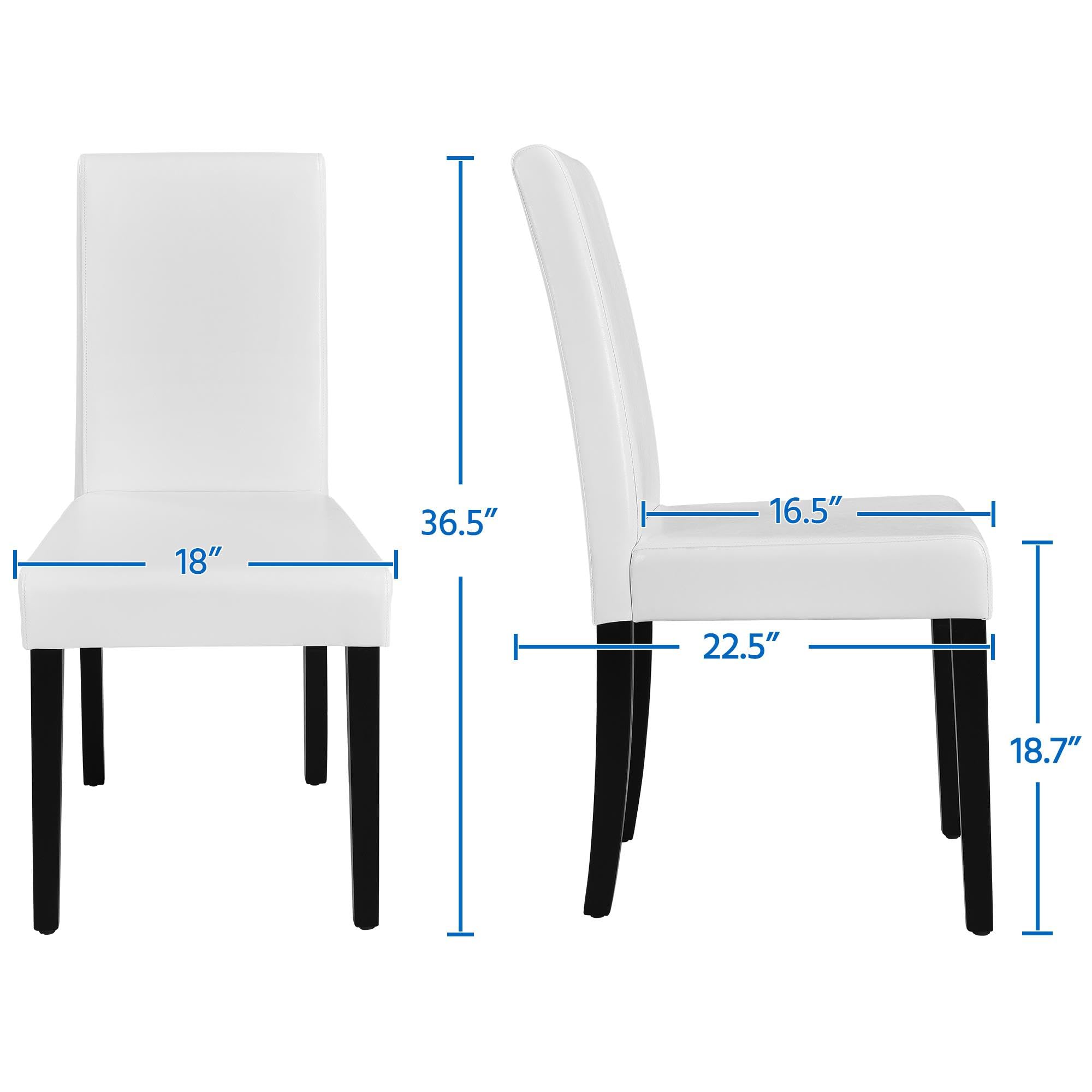 Yaheetech 4-Piece Dining Chair Set - Modern Faux Leather Upholstered Armless Side Chairs with Solid Wood Legs, White - Perfect for Kitchen, Living Room & Dining Room Decor