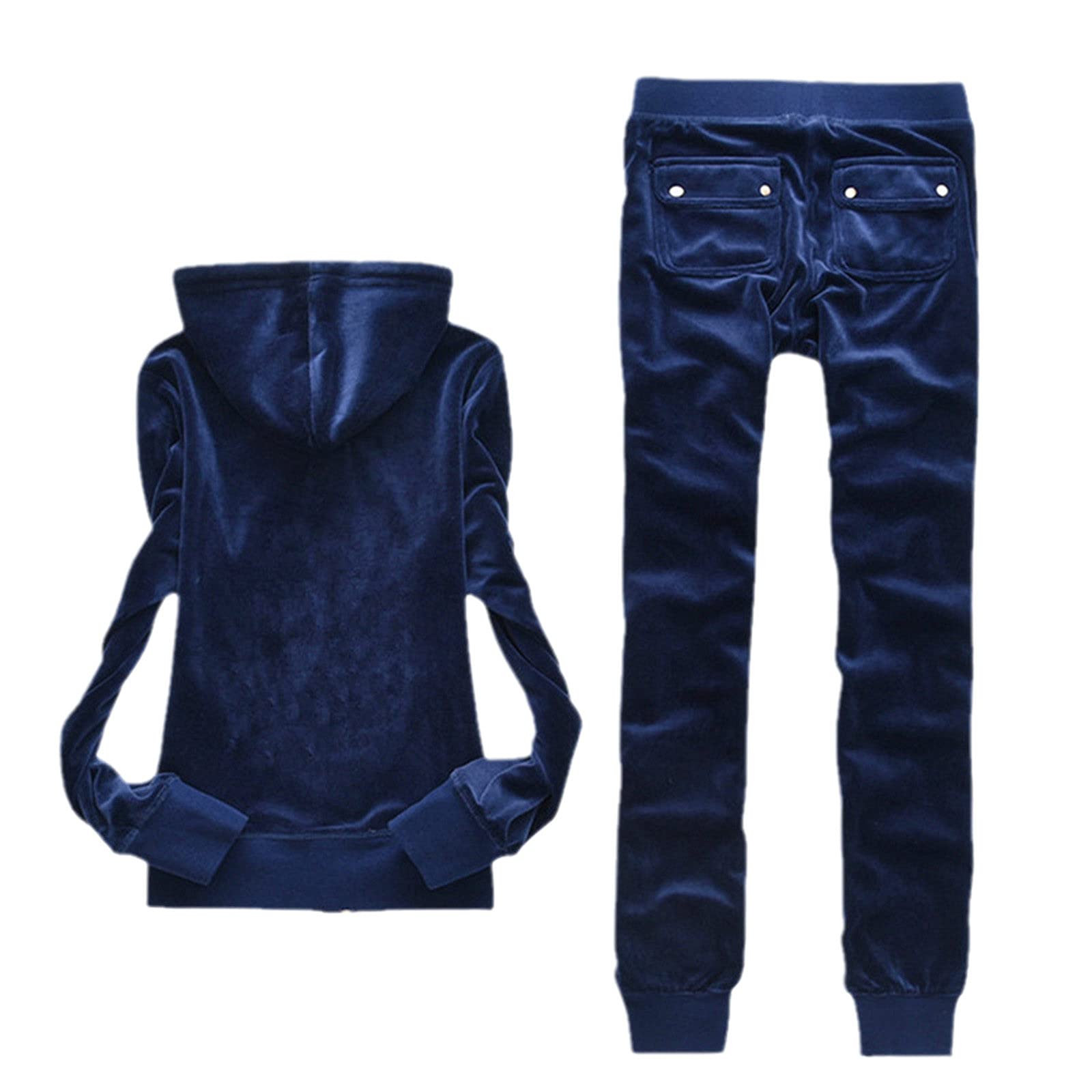 Women's Velvet Tracksuit Set - Soft Velour Hoodie & Pants 2-Piece Outfit for Lounge, Travel & Workout | Cozy Winter Casual Wear