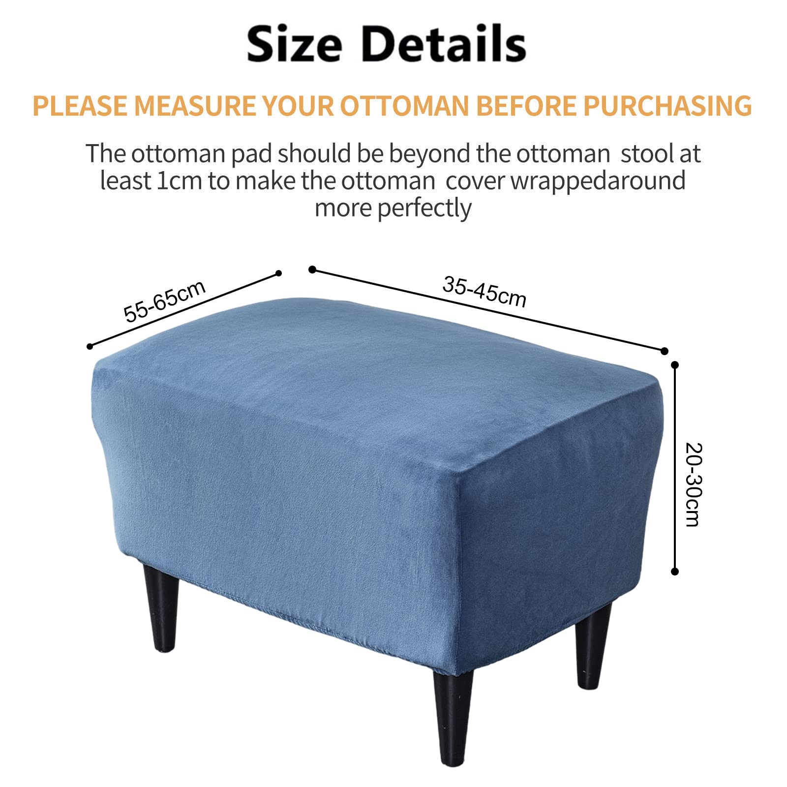 Premium Velvet Ottoman Chair Cover X-Large - Stretchable Rectangle Storage Stool Slipcover with Elastic Bottom - Footrest & Sofa Protector for Living Room, Bedroom, Nursery Decor