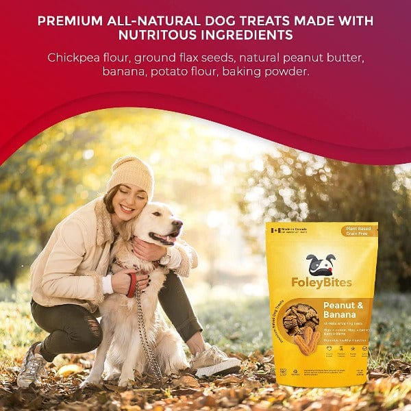Premium Baked Dog Treats - Foley Bites Peanut & Banana Flavor | All-Natural, Grain-Free Snacks for Training & Rewarding Dogs | Perfect for Small, Medium & Large Breeds