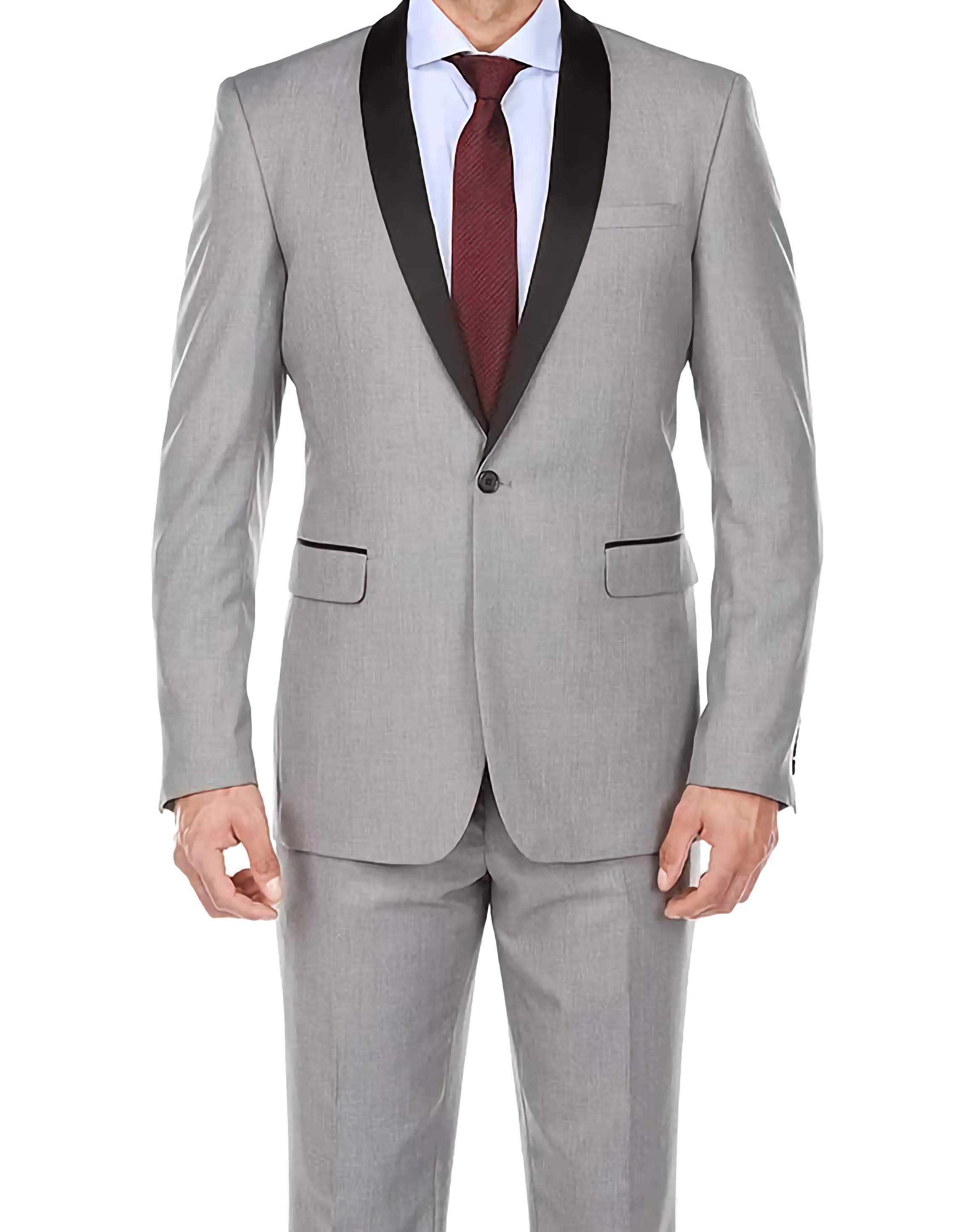Elegant Gray 2-Piece Tuxedo Suit with Shawl Lapel - Slim Fit Men's Formal Wear for Weddings, Prom & Black Tie Events