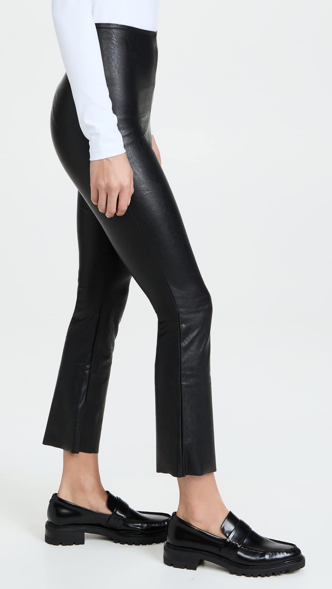Commando Women's Faux Leather Cropped Flare Pants - High Waisted Stretchy Vegan Leather Trousers for Casual Outfits & Night Out