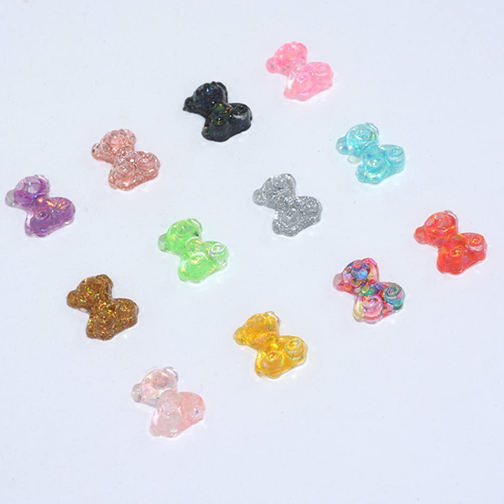 SOIMISS 100pcs Cute Symphony Bear Nail Art Gems - 3D Gummy Bear Rhinestones, Resin Nail Charms & Stickers for DIY Nail Decoration - Perfect for Parties, Weddings, and Salon Nail Designs