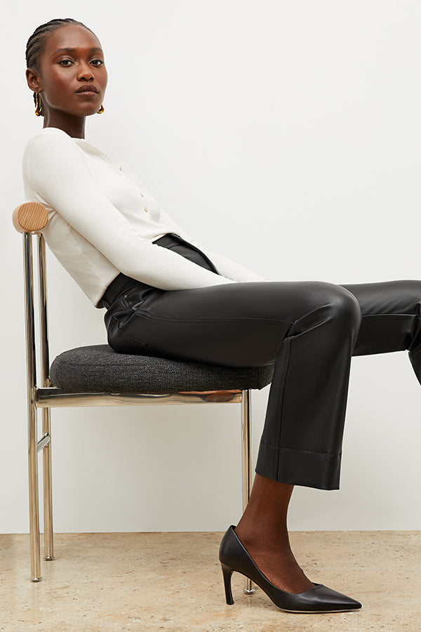 Vegan Leather Archie Pants for Women - High Waisted Faux Leather Leggings, Stretchy & Comfortable - Perfect for Casual Wear, Night Out, and Office Outfits