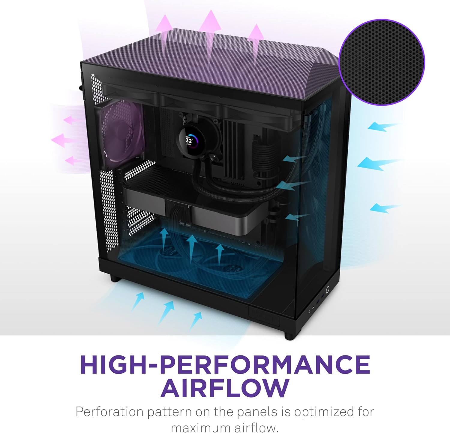 NZXT H6 Flow CC-H61FB-01 ATX Mid Tower Gaming PC Case - High Airflow Design for Optimal Cooling | Perfect for Gaming Rigs & Workstations