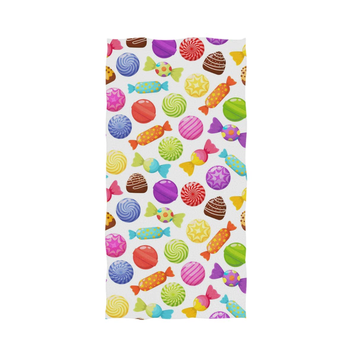 Soft & Absorbent Floral Print Bath Towel - 16x30 Inches, Multipurpose Hand Towel for Bathroom, Hotel, Gym & Spa | Naanle Colors Sweets Candies Design | Perfect for Home, Travel & Luxury Self-Care