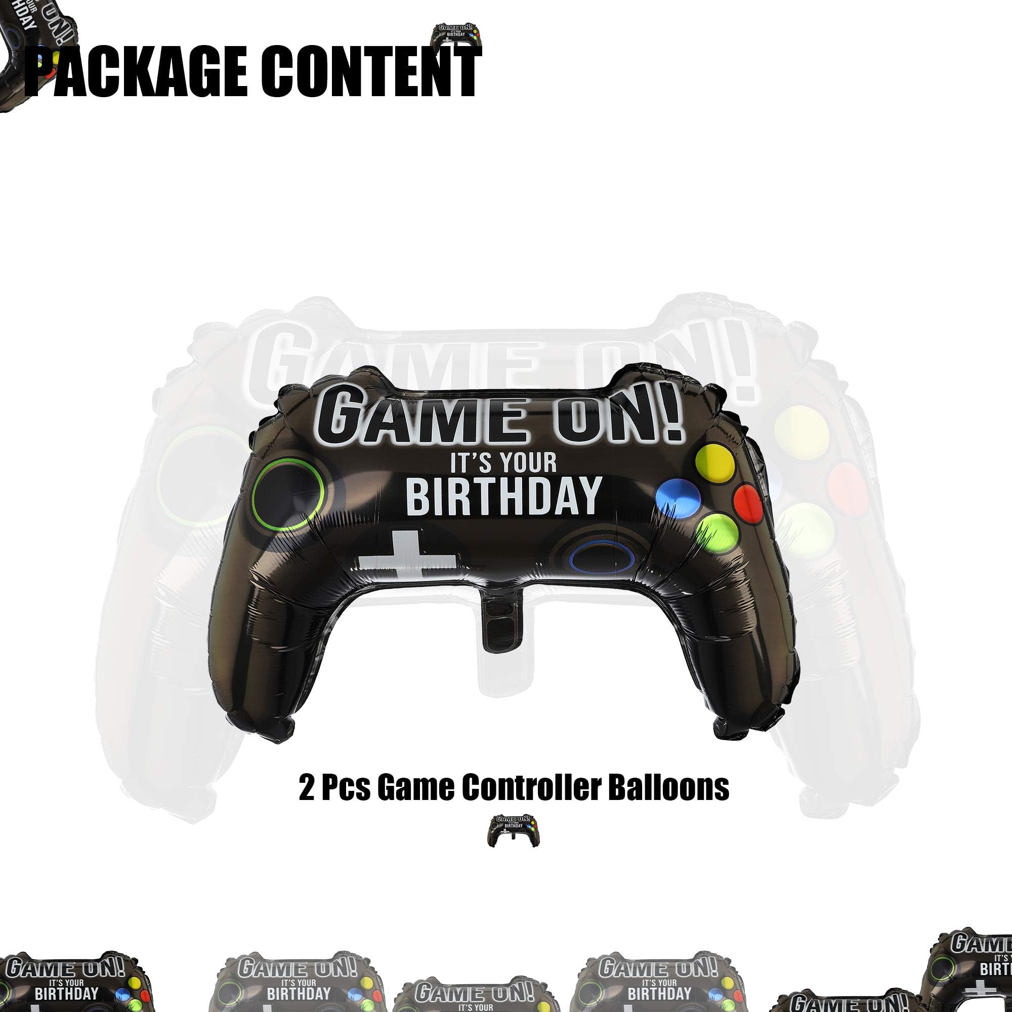 2 Pack Video Game Controller Mylar Balloons - Perfect for Boys Gaming Birthday Party Decorations & Themed Celebrations - Great for Arcade Parties, Gamer Gifts, and Gaming Room Decor