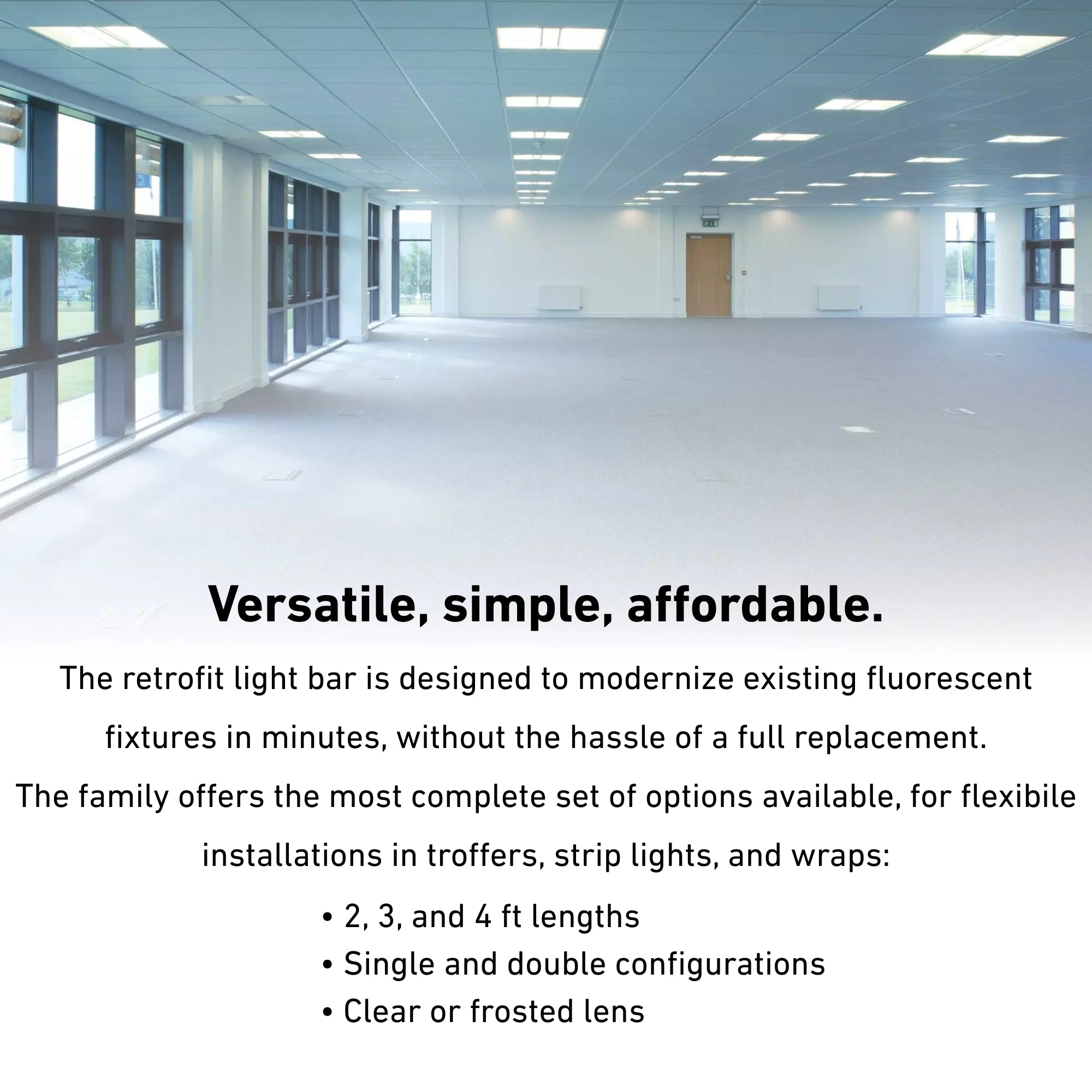 2x4ft LED Magnetic Retrofit Kit - 7500 Lumens, 50W, Selectable CCT (3000K-5000K), Clear Lens, 120-277V - Perfect for Office, Warehouse & Commercial Lighting Upgrade