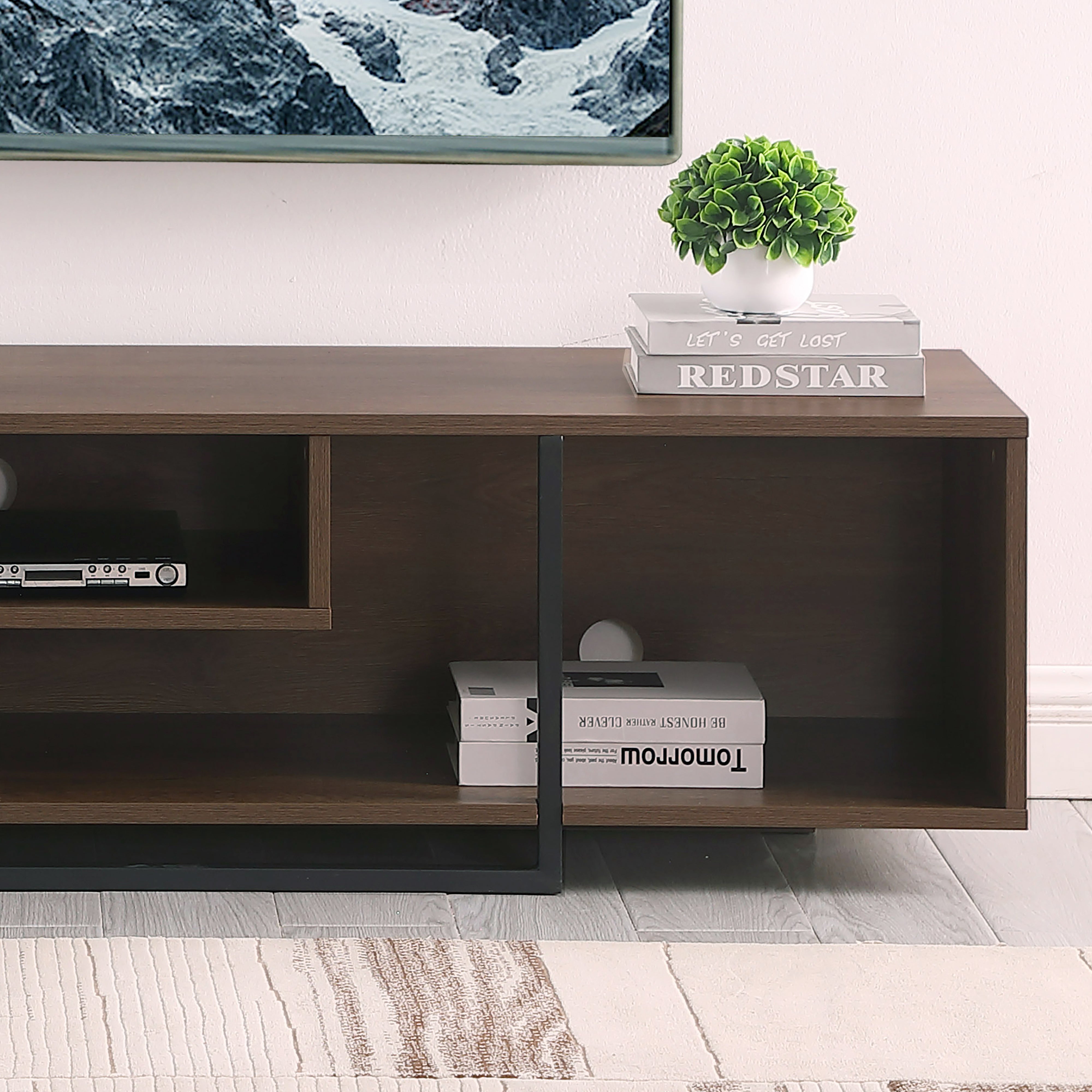 Tauris™ Vader 1800 Dark Oak Open Style Entertainment Unit TV Cabinet - Modern Media Console for Living Room Home Theater Setup