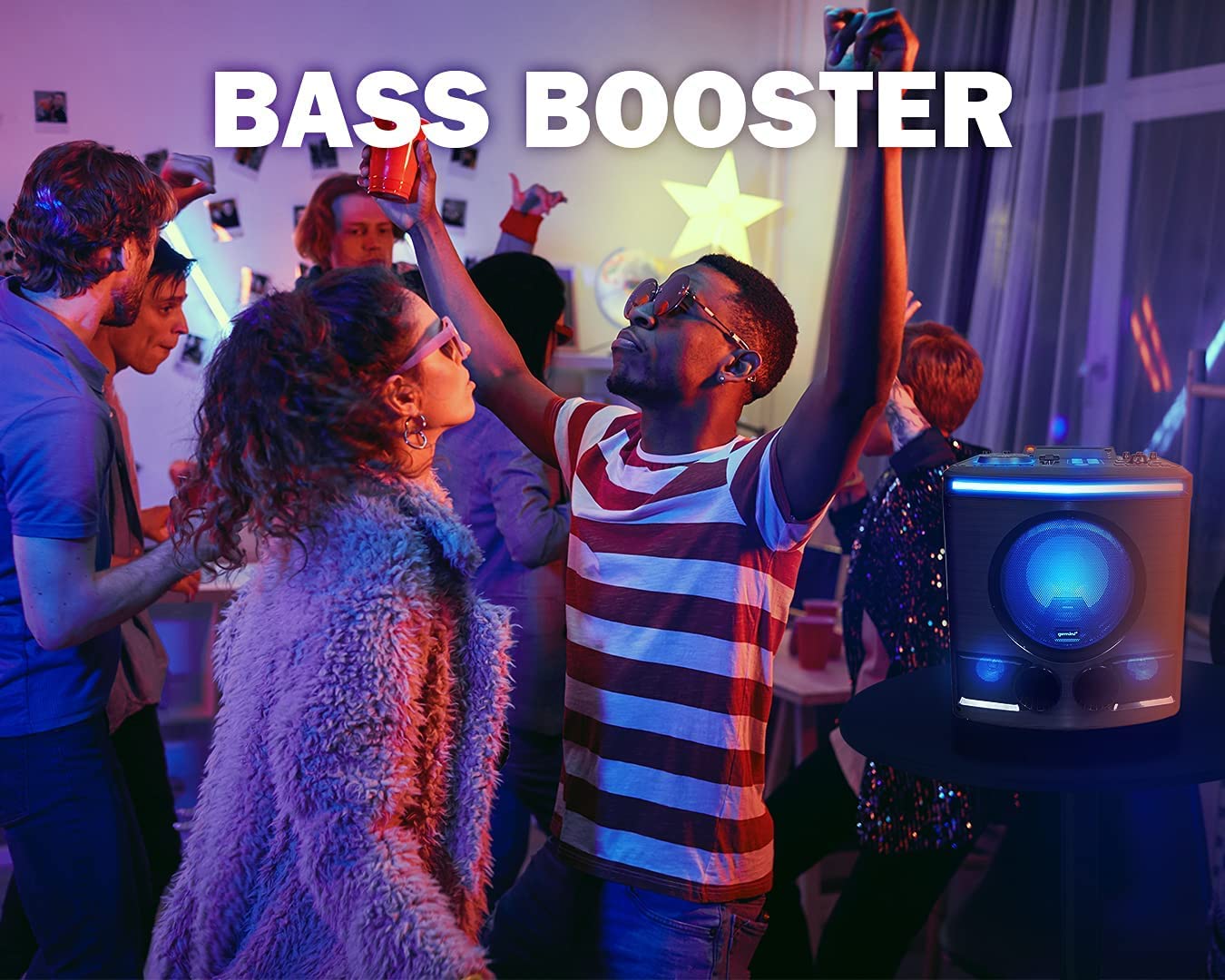 Gemini Sound GPK-800 2400W Bluetooth Karaoke Speaker with USB, FM Radio, Dual Mic Inputs, Multi-Color LED Lights & DJ Sound Effects - Perfect for Home Parties, Events, and Entertainment