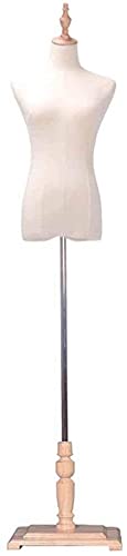 Adjustable Female Dress Form Mannequin with Wooden Base - White Half Body Clothing Display for Boutique & Tailor Shop - Perfect for Fashion Design, Window Display and Sewing Practice (Style 2)