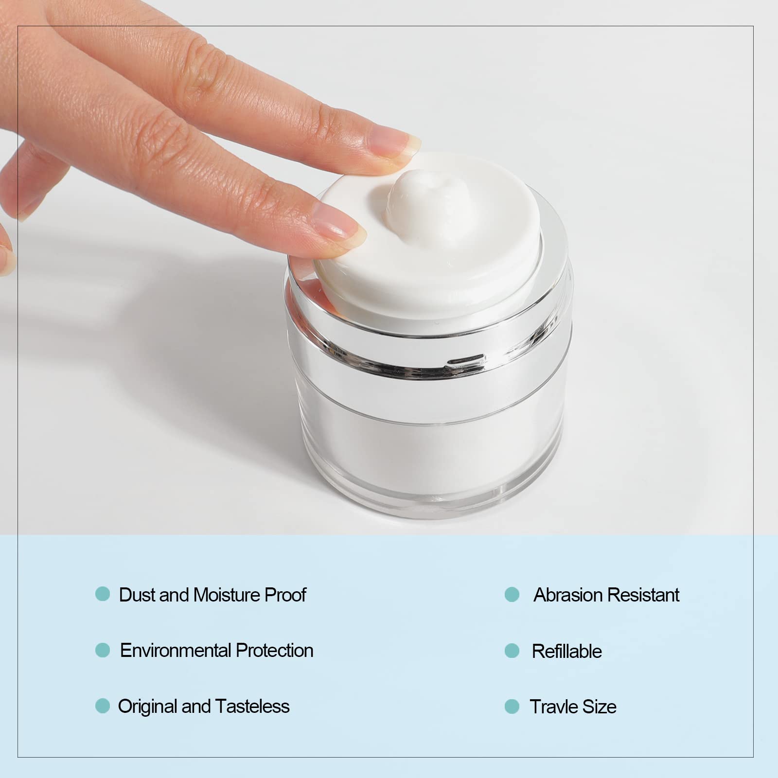 Vacuum Airless Pump Jar - 0.5 Oz Refillable Travel Lotion Container for Cream, Moisturizer & Skincare | Leak-Proof Cosmetic Dispenser | Perfect Gift for Mom, Birthday & Mother's Day | Ideal for Travel, Gym & Daily Makeup Routine