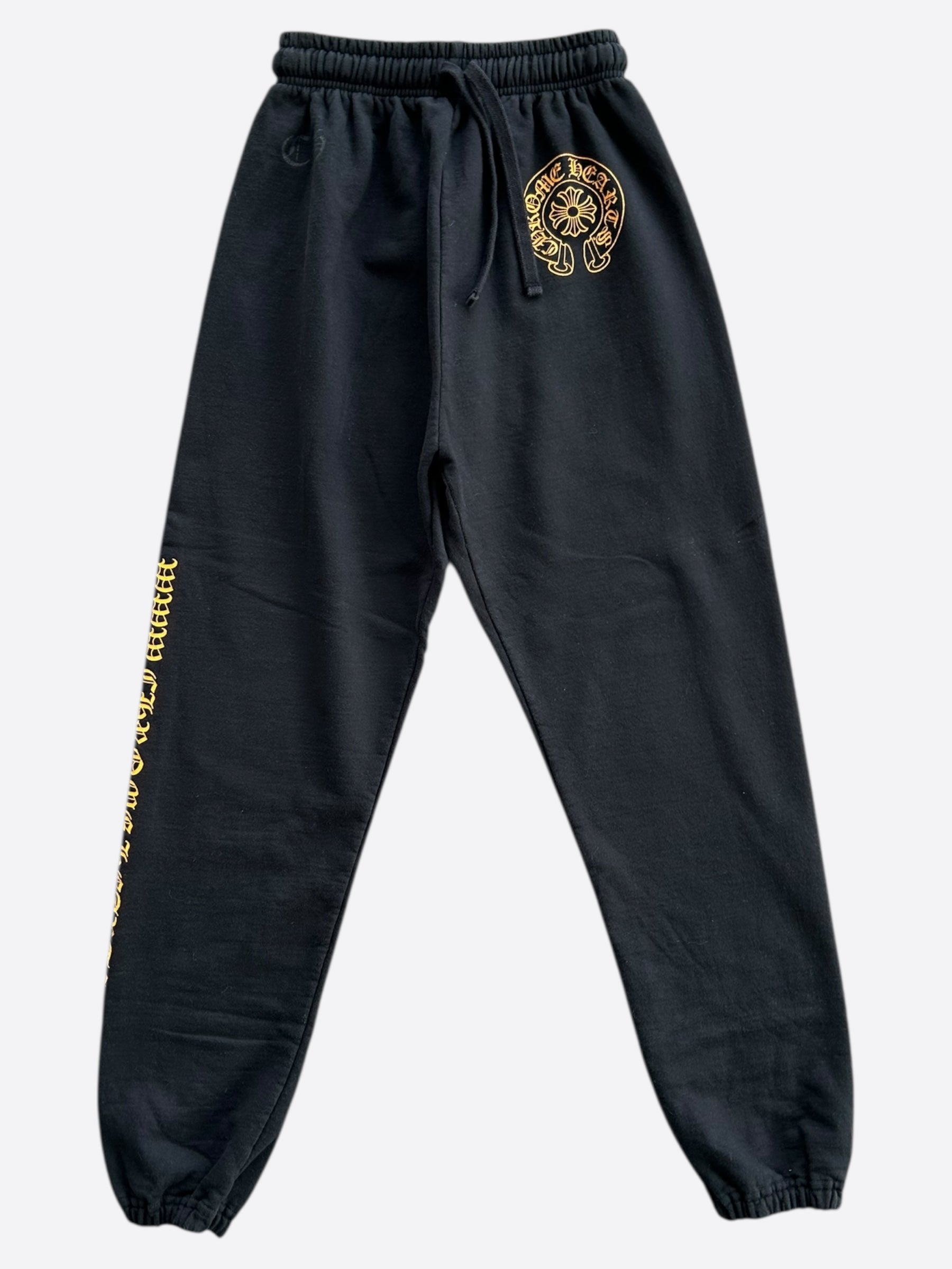 Chrome Hearts Black & Yellow Horseshoe Logo Sweatpants - Online Exclusive | Stylish & Comfortable for Casual Wear, Street Fashion & Lounge