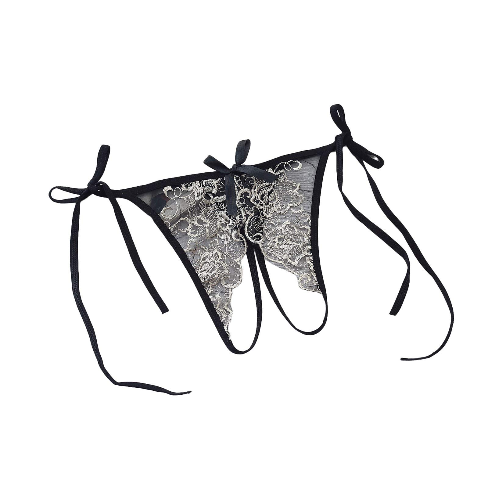 Sexy Women's Low-Rise Thong Panties with Frenulum Straps & Hollow-Out Design - Perfect for Date Night, Lingerie Sets, and Sensual Occasions