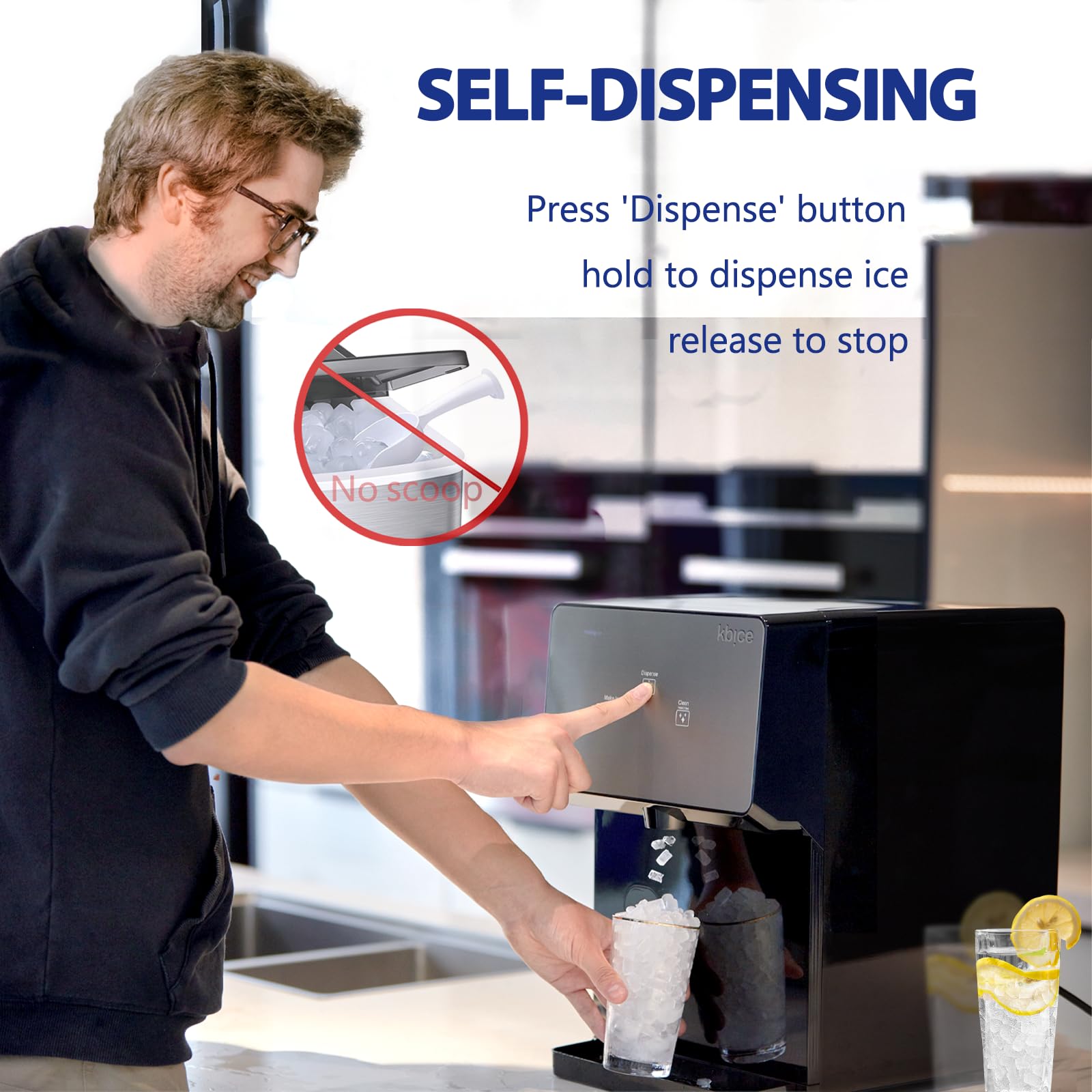 2.0 Countertop Nugget Ice Maker - 32lbs/24Hrs Soft Chewable Ice, LED Touch Panel & Self-Cleaning Function, Automatic Ice Dispenser - Perfect for Home Bars, Offices, and Outdoor Entertaining