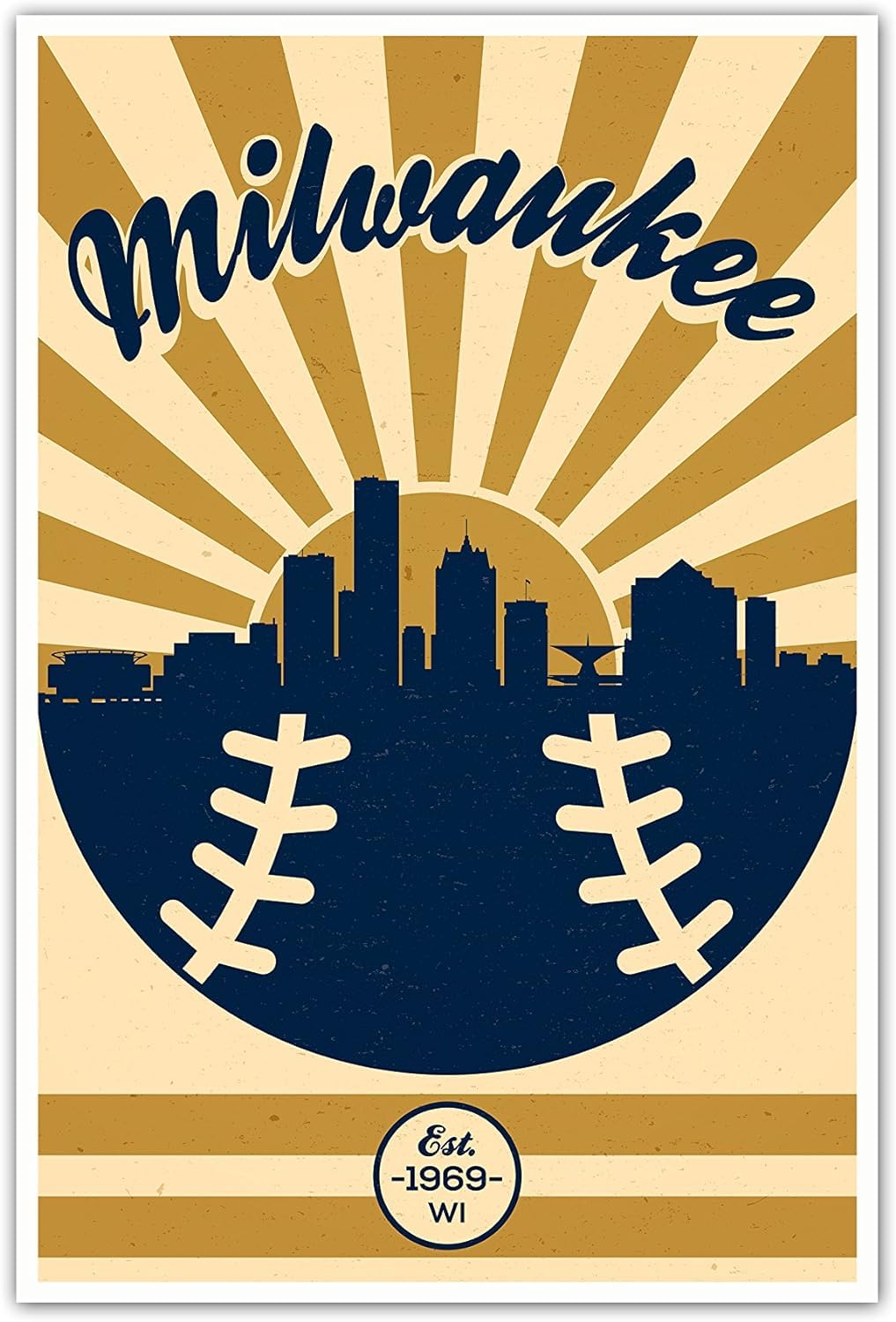 Vintage Baseball Poster - 12x18 Unframed Canvas Wall Art Print | Sports Decor for Home, Man Cave & Bedroom | Premium Vintage Sports Decor for Baseball Fans & Collectors