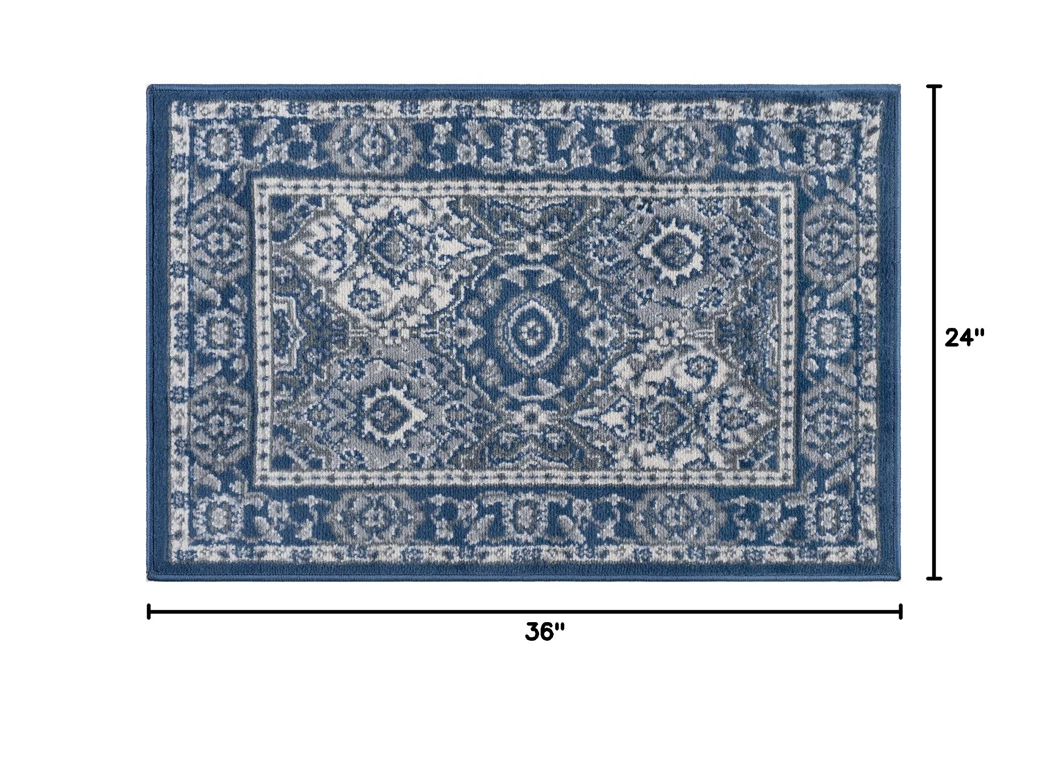 Navy 2x3 Entry Rug - Non-Slip Indoor Front Door Mat - Small Area Rug for Kitchen & Bathroom - Modern Contemporary Carpet - Perfect for High Traffic Areas & Home Decor