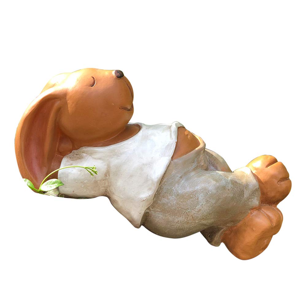 Handcrafted Resin Garden Rabbit Sculpture - Realistic Sleeping Bunny Statue for Outdoor Decor, Yard Ornament & Entrance Welcome Sign | Perfect for Patio, Lawn, and Cottage Garden Decorations