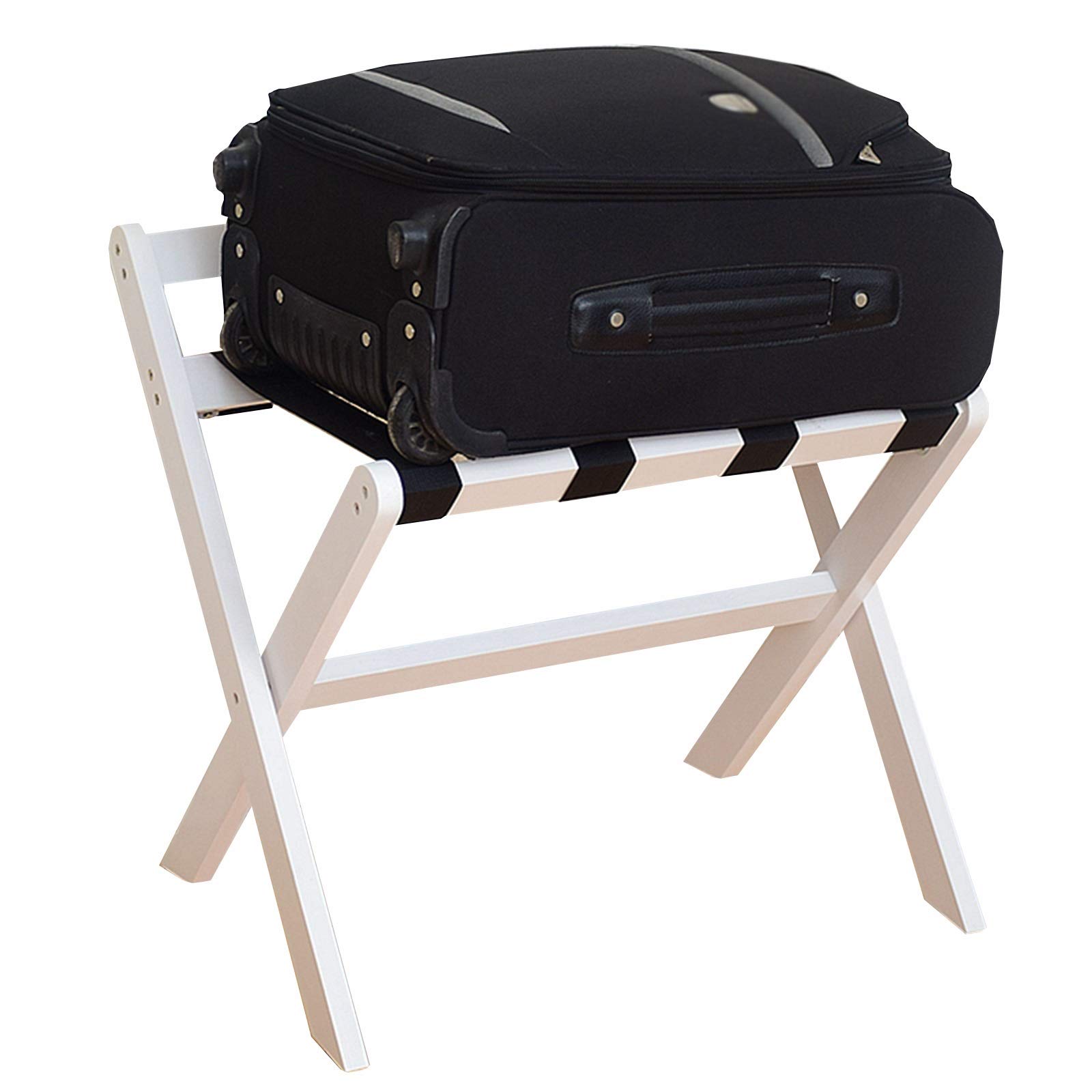 Foldable Luggage & Shoe Rack - White Storage for Hotel & Bedroom (60x48x55cm) - Space Saving Organizer