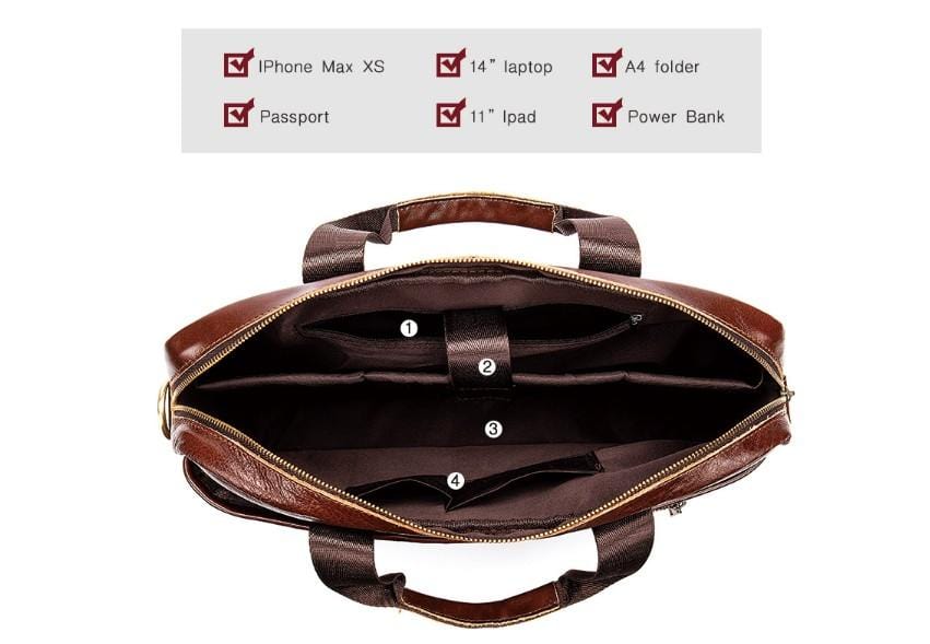 Premium Full Grain Leather Messenger Bag for Women & Men - Stylish Satchel Handbag for Work, Travel & Everyday Use