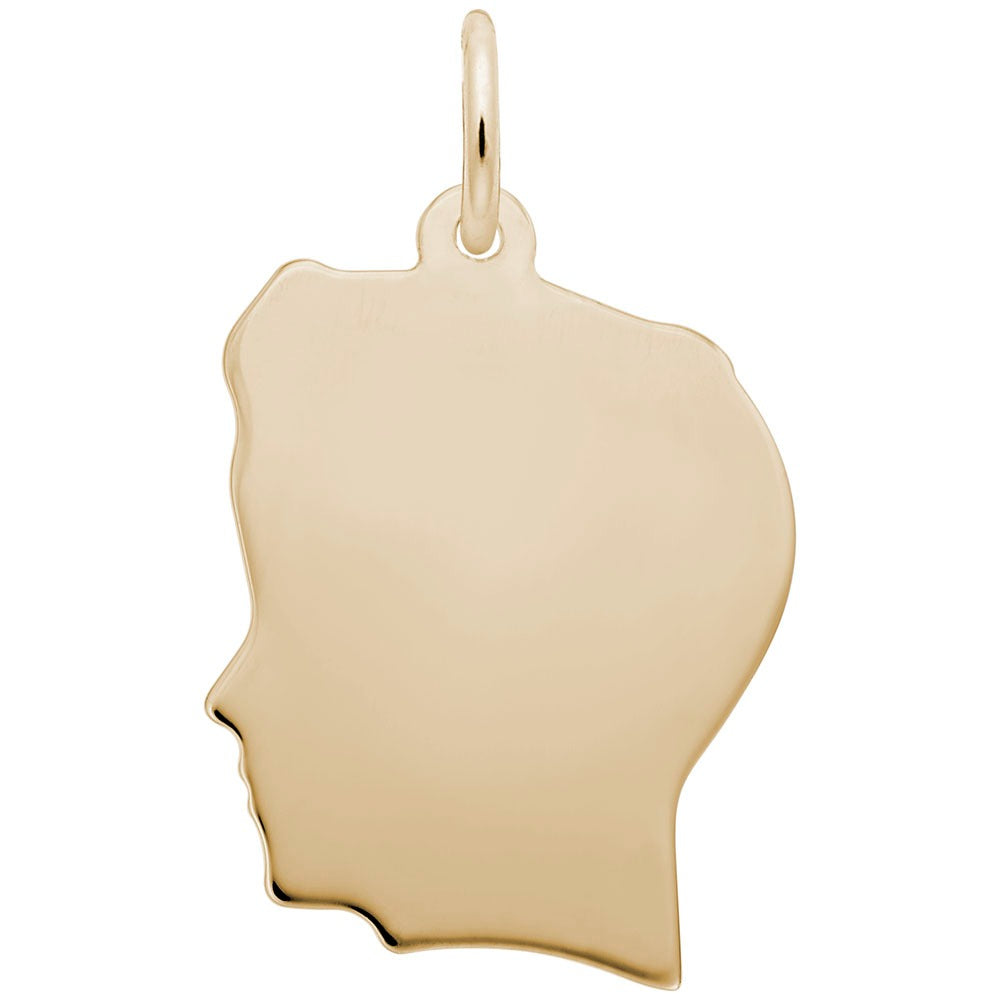 14K Yellow Gold Boy's Head Silhouette Large Charm Pendant - Perfect for Necklaces, Bracelets & Jewelry Making - Ideal Gift for Birthdays, Anniversaries & Special Occasions