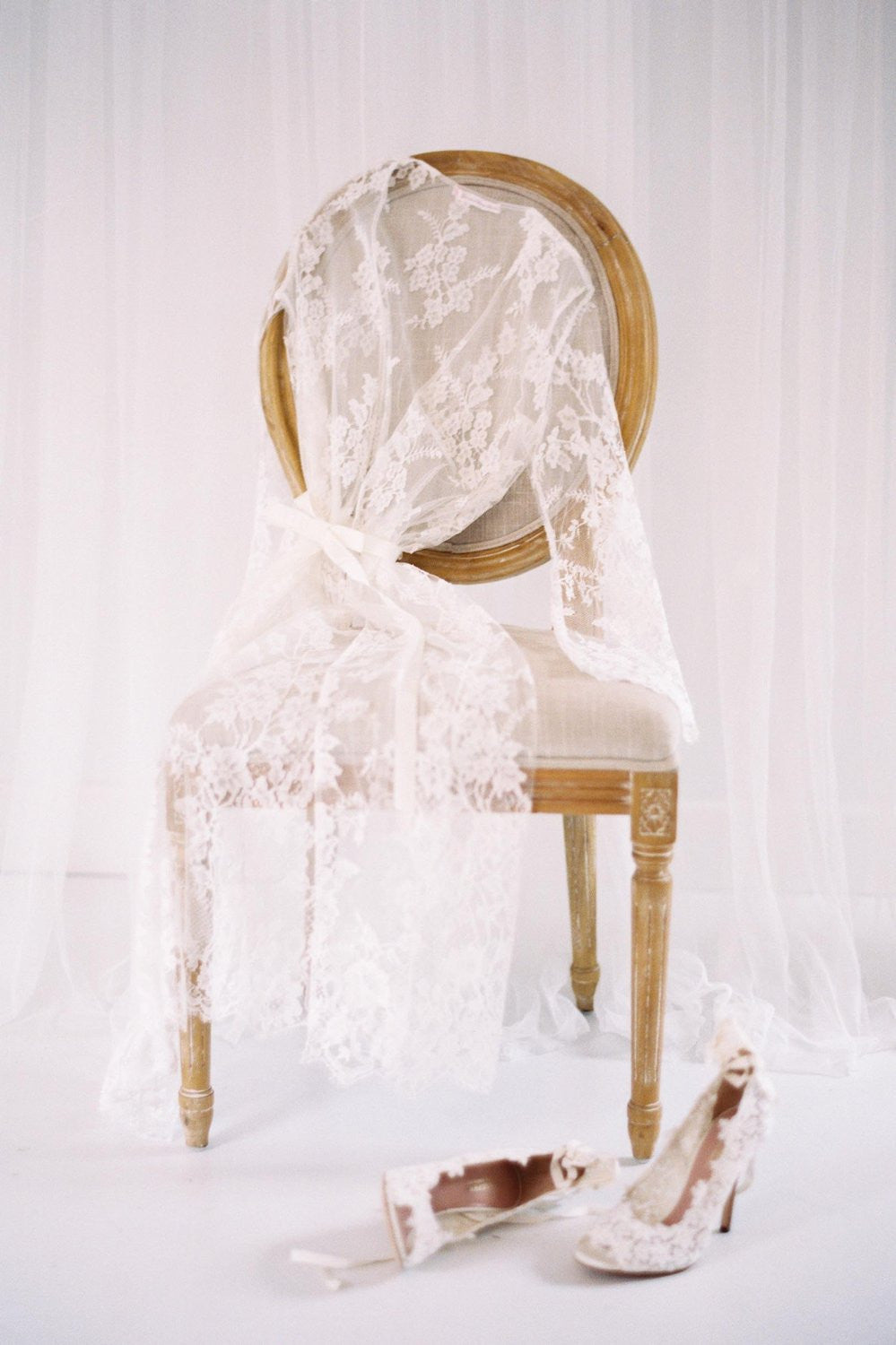 Juliet French Lace Robe Coat Cover Up in Ivory - Elegant Bridal Loungewear & Wedding Nightgown for Bridal Shower, Honeymoon & Special Occasions