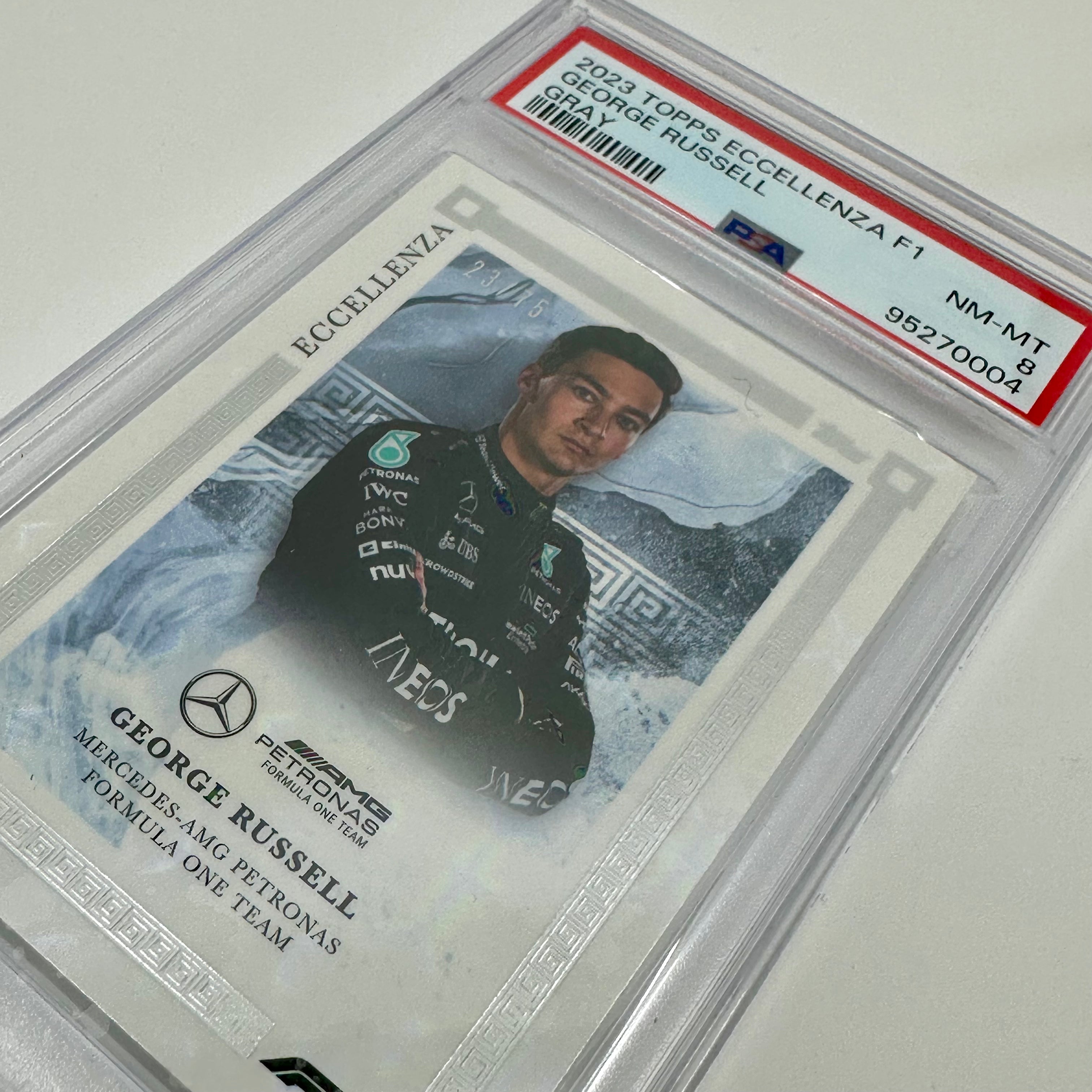 2023 George Russell Gray PSA 8 23/75 Eccellenza Trading Card - Perfect for Collectors, Sports Memorabilia & Investment