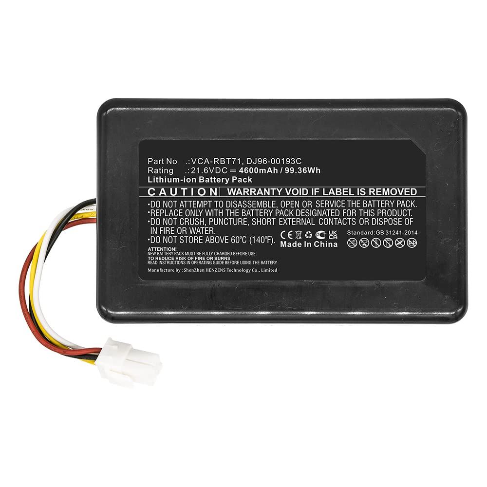 Synergy Digital 21.6V 4600mAh Li-ion Replacement Battery for Samsung DJ96-00193C Vacuum Cleaner - Ultra High Capacity, Long-Lasting Power for Pet Hair, Hard Floors & Deep Cleaning