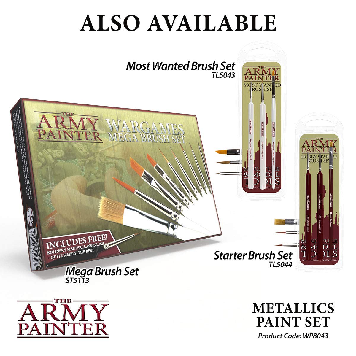 The Army Painter Metallic Paint Set - 8 Vibrant Metallic Acrylic Paints (18ml Dropper Bottles) for Miniature Painting, Warhammer, D&D Models & Tabletop Gaming - Includes Shining Gold Paint for Fantasy & Sci-Fi Miniatures